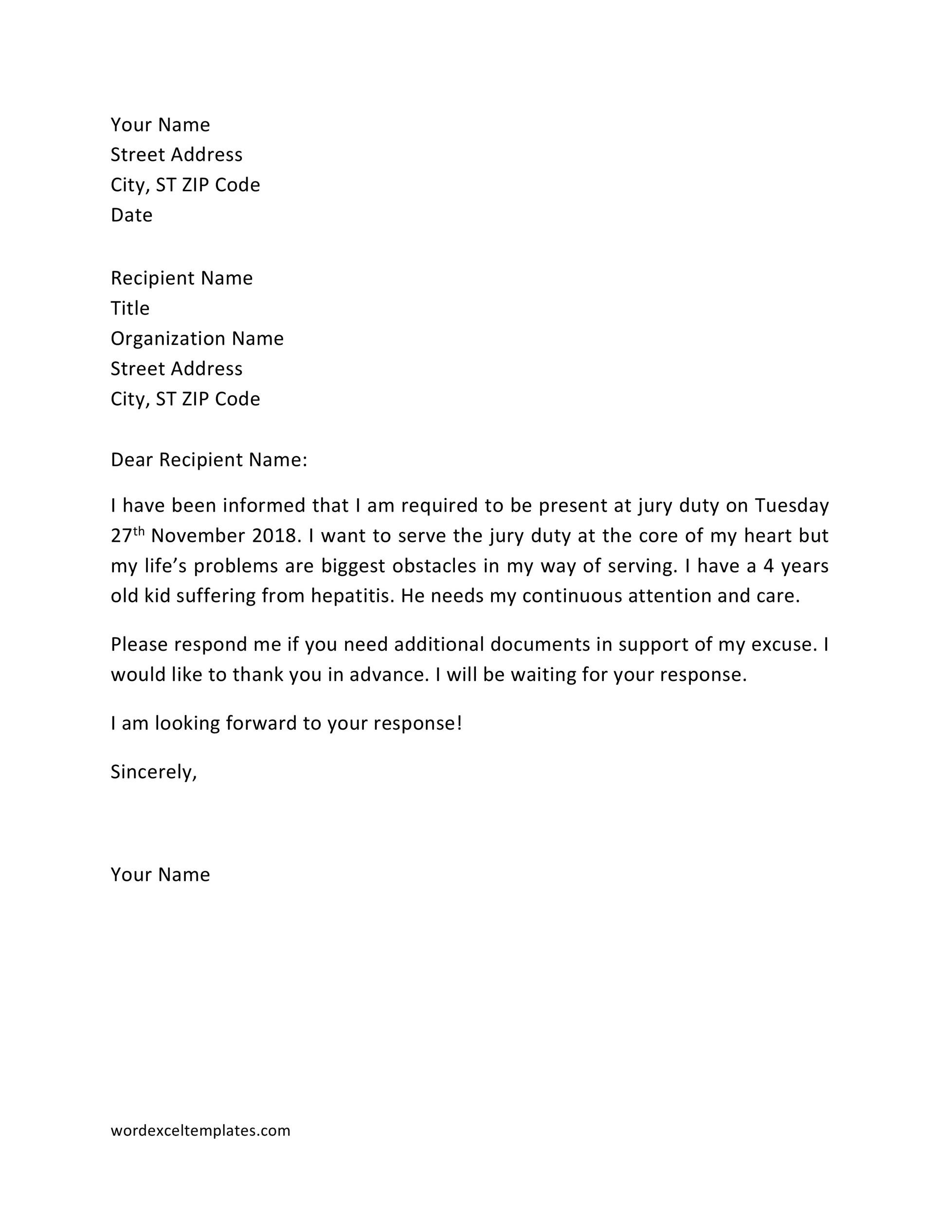 Jury Duty Excuse Letter Non English Speaker Sample