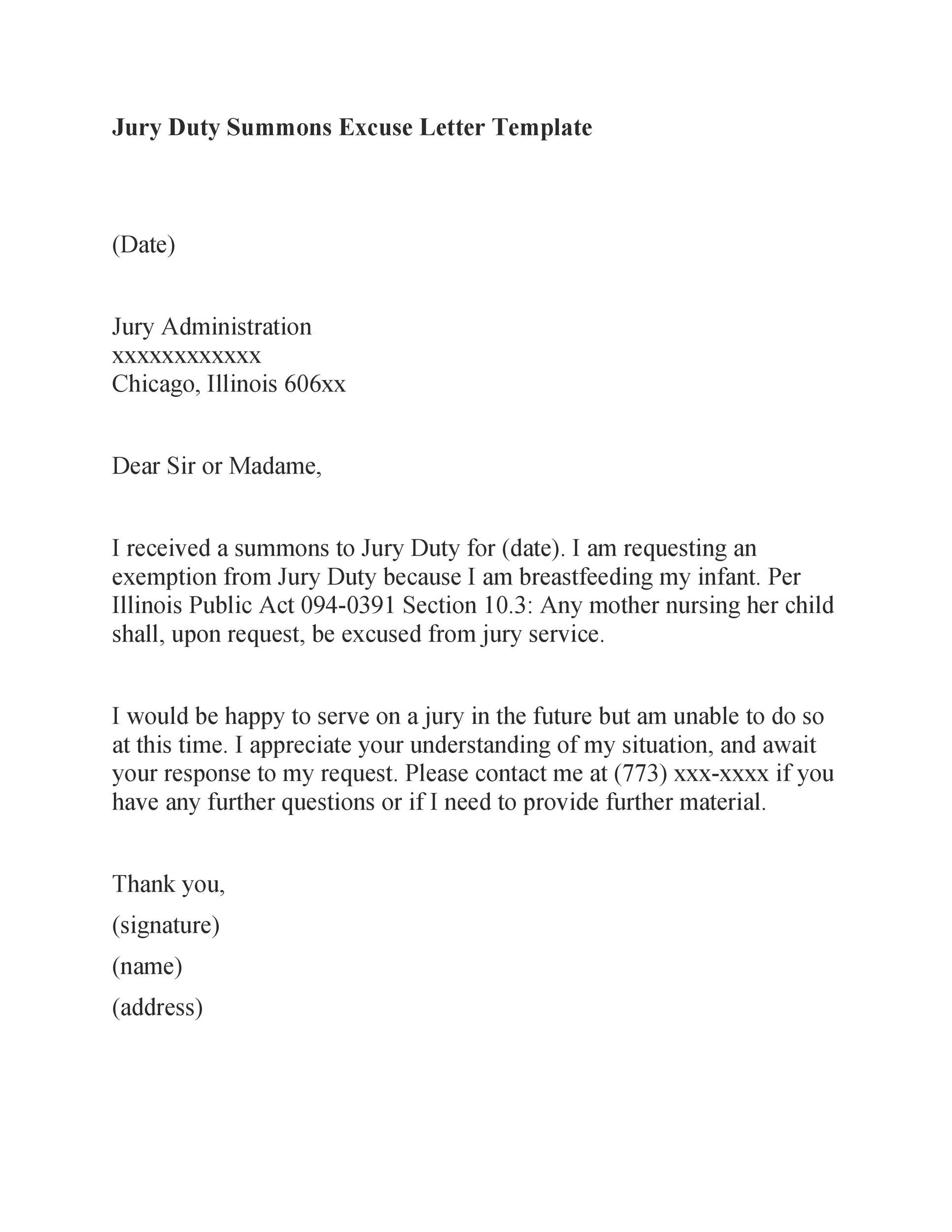 33 Best Jury Duty Excuse Letters Tips TemplateLab