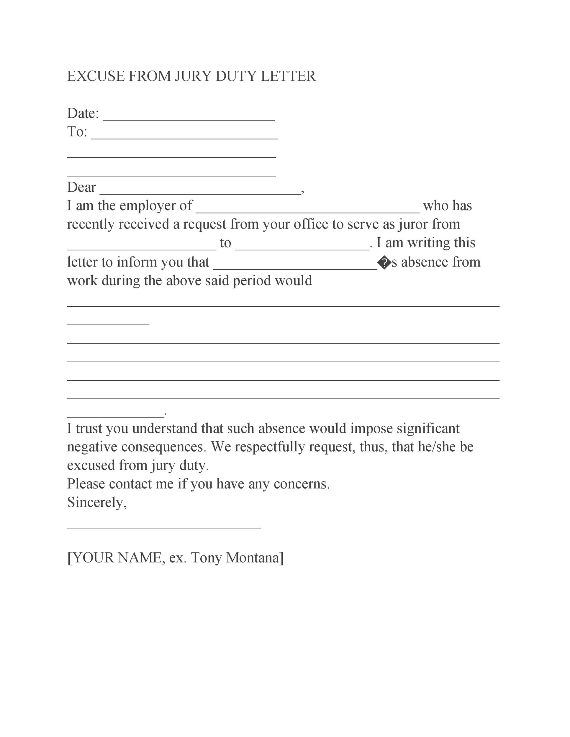 33 Best Jury Duty Excuse Letters Tips TemplateLab