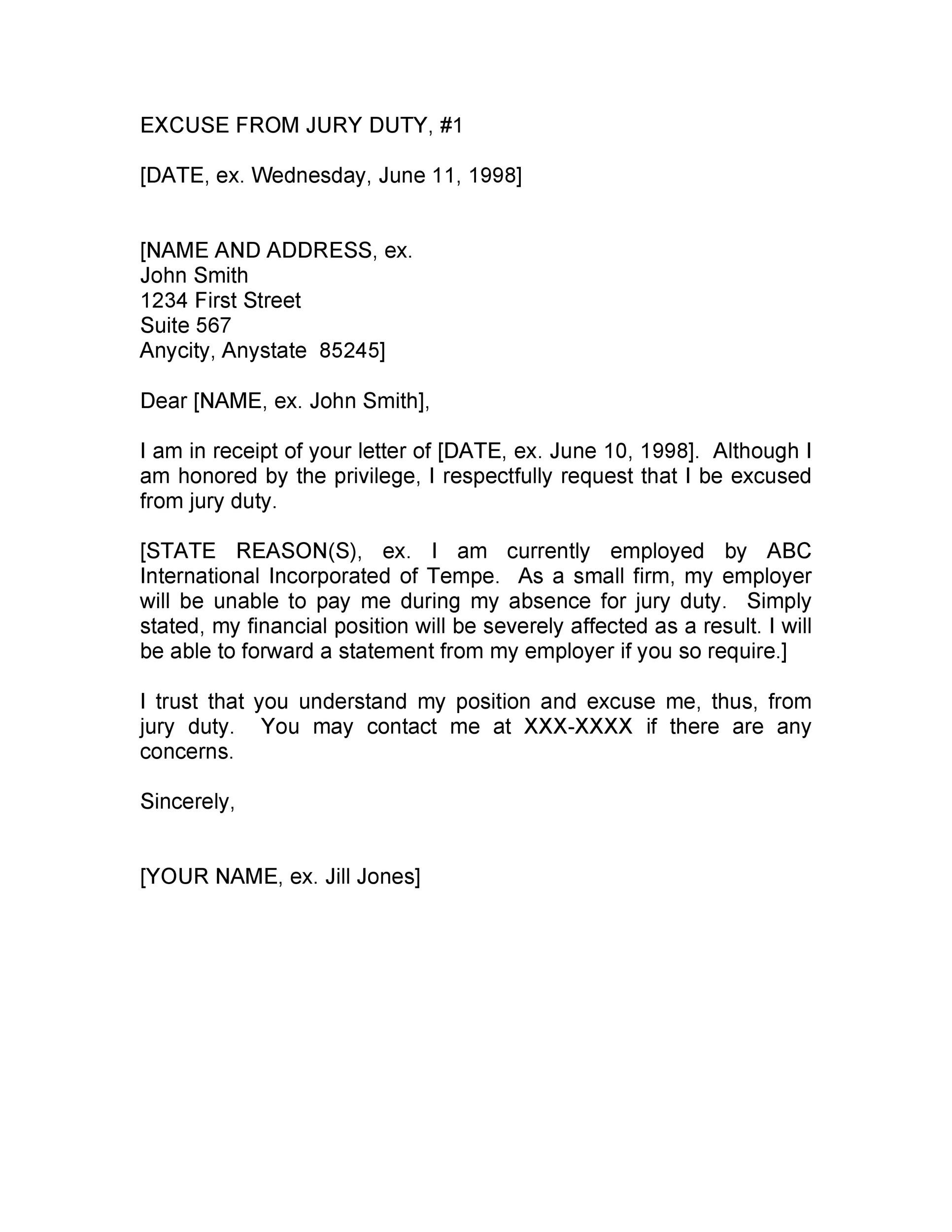 33 Best Jury Duty Excuse Letters Tips TemplateLab