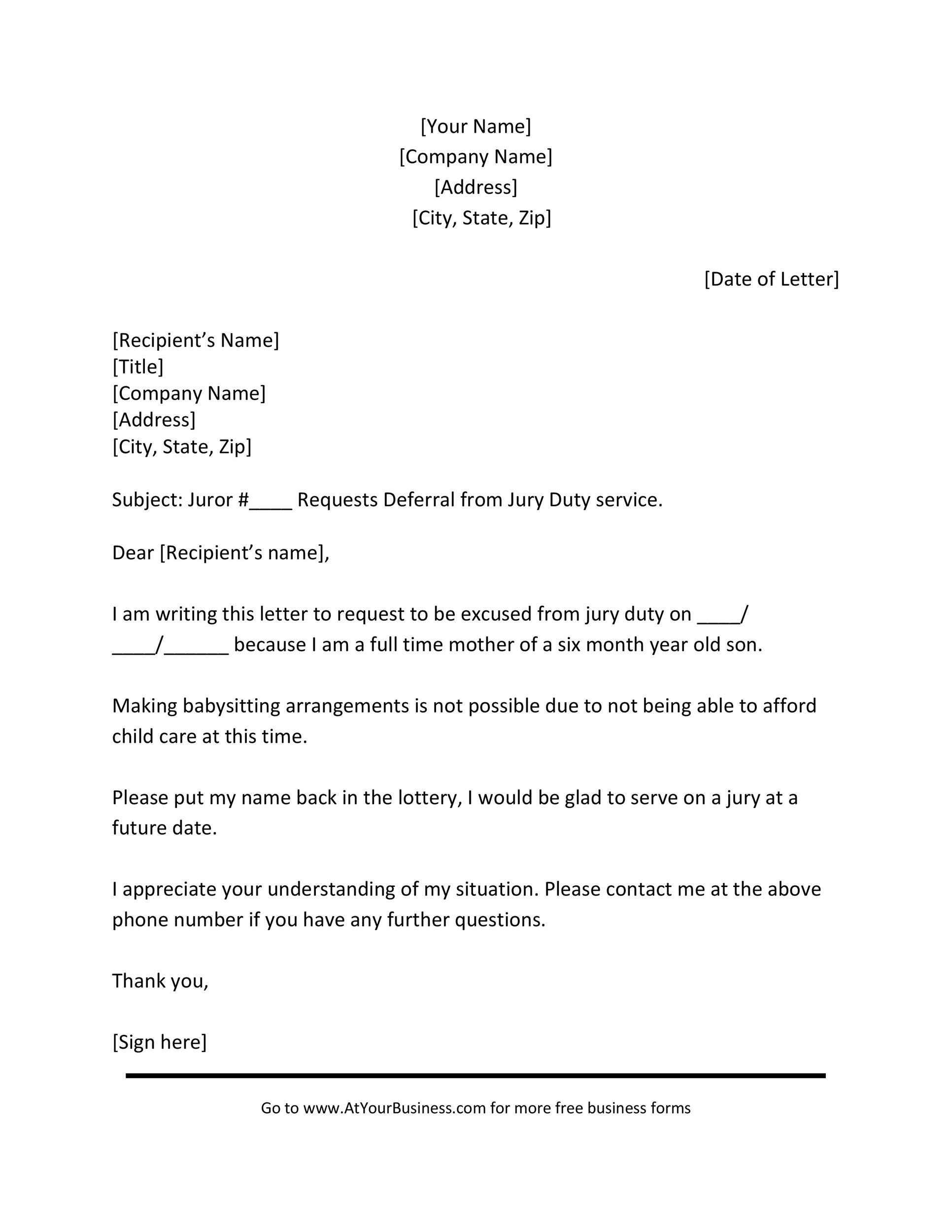 33 Best Jury Duty Excuse Letters Tips TemplateLab