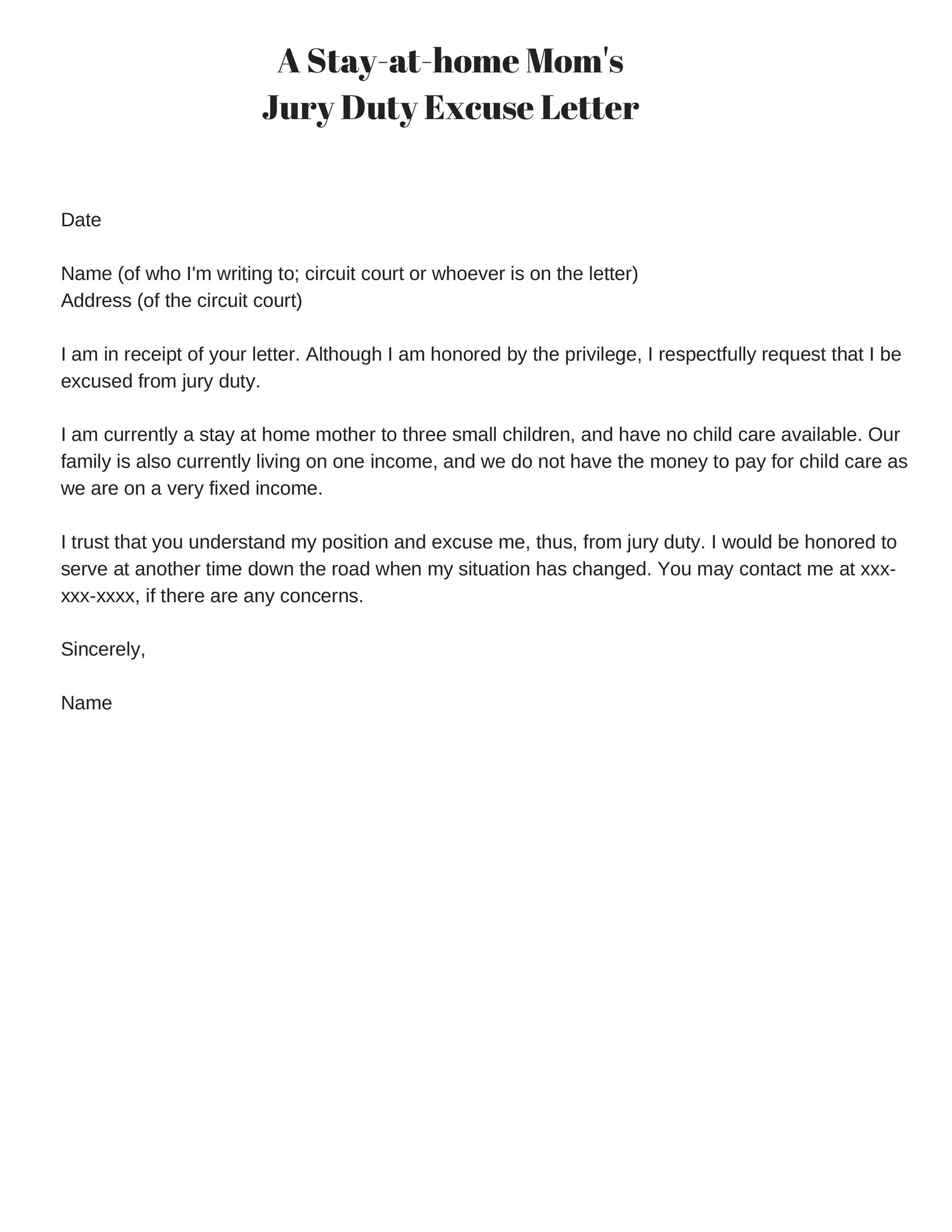 33 Best Jury Duty Excuse Letters Tips TemplateLab