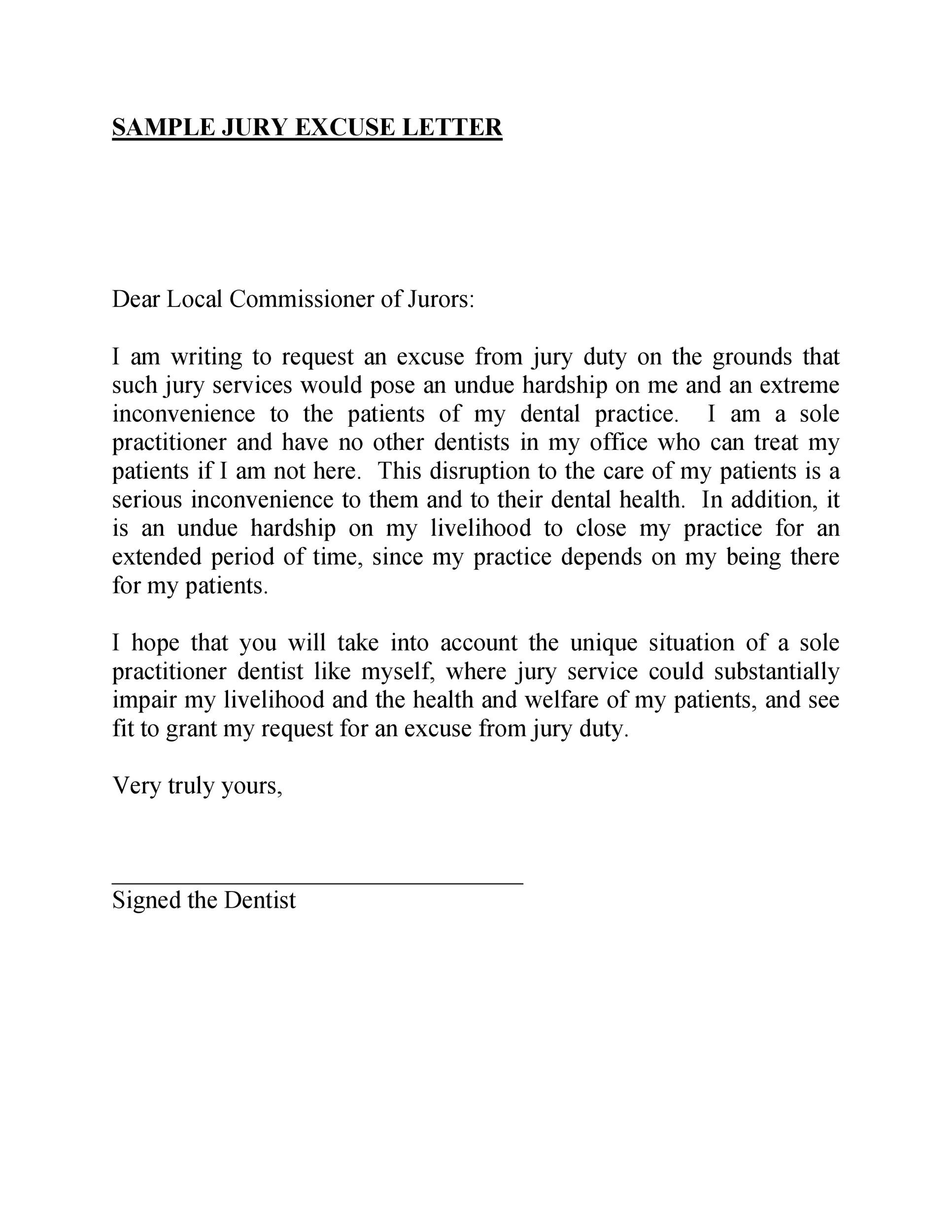 Jury Duty Childcare Excuse Letter