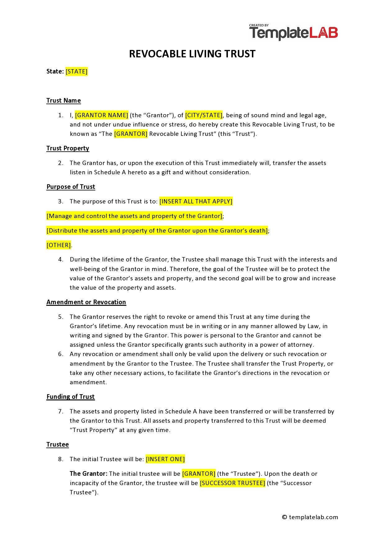 Free Printable Living Trust Forms Pdf
