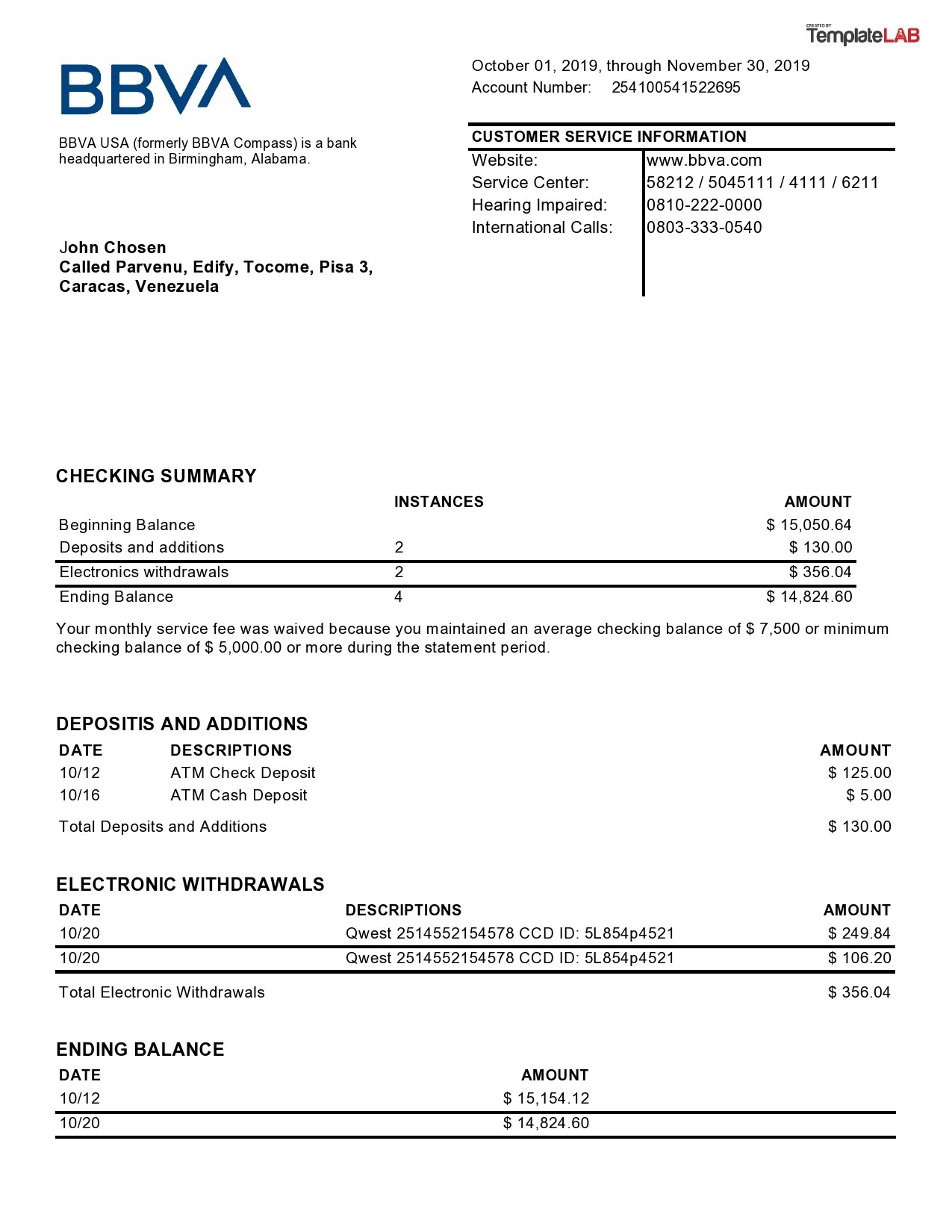 Create Your Own Bank Statement