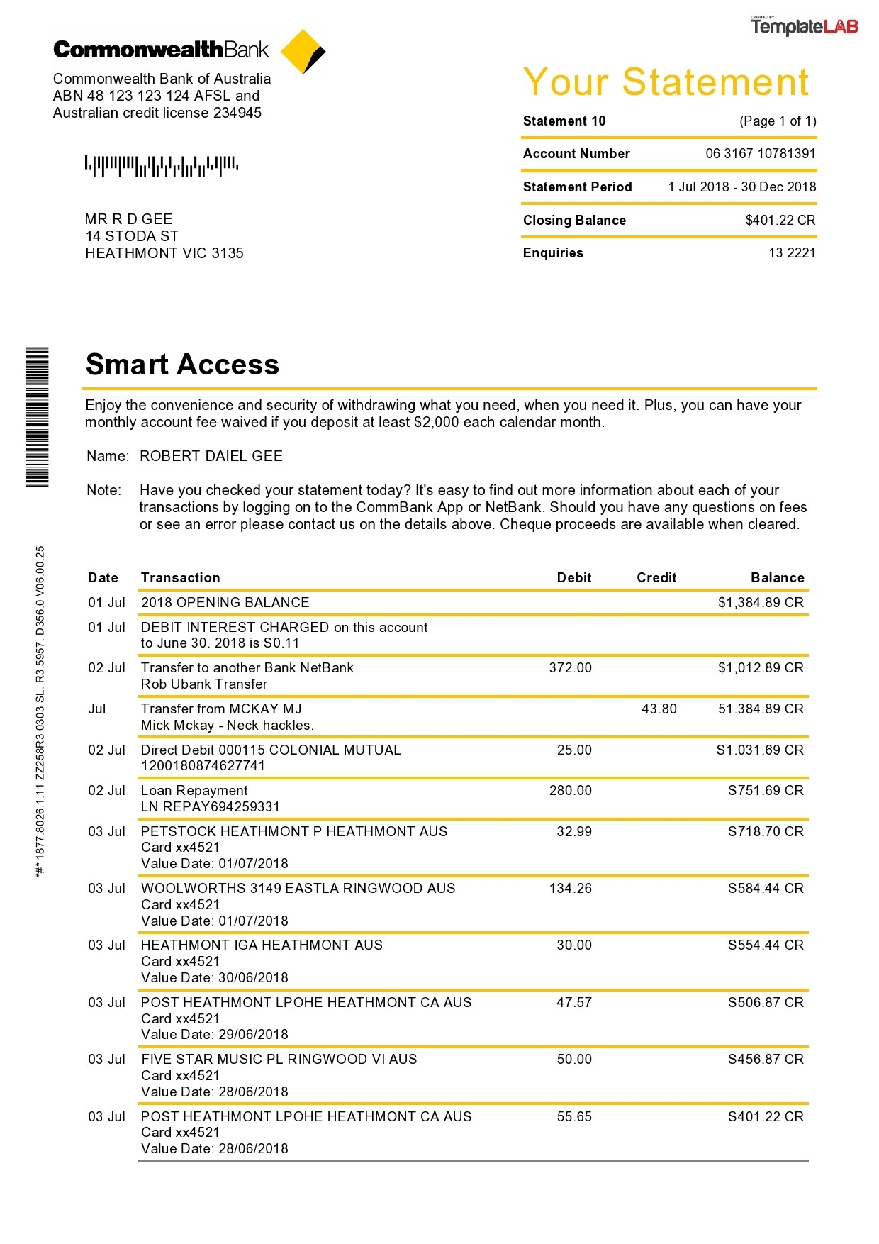 Bank Statement Generator Free Online