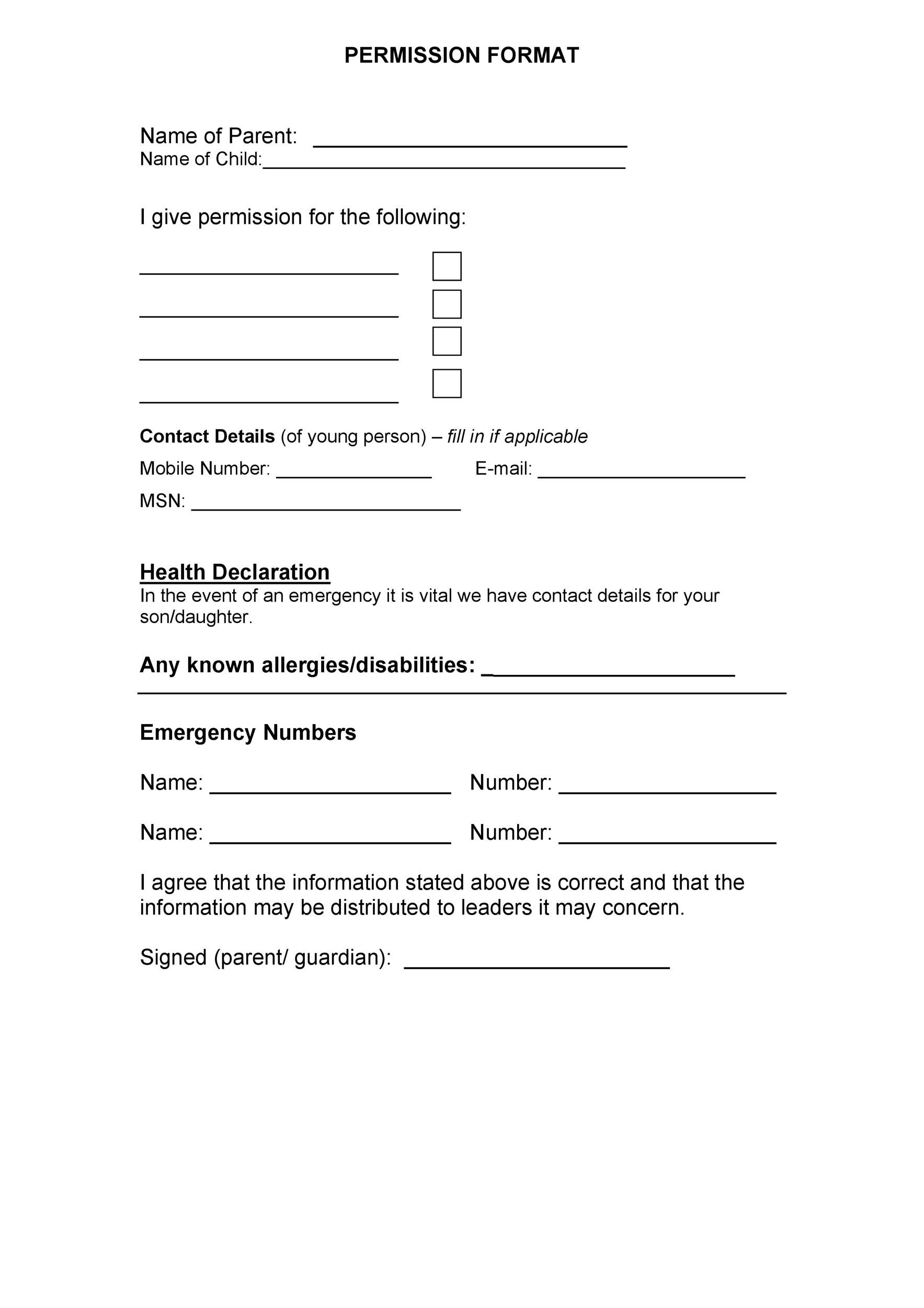 Permission Slip To Go Out