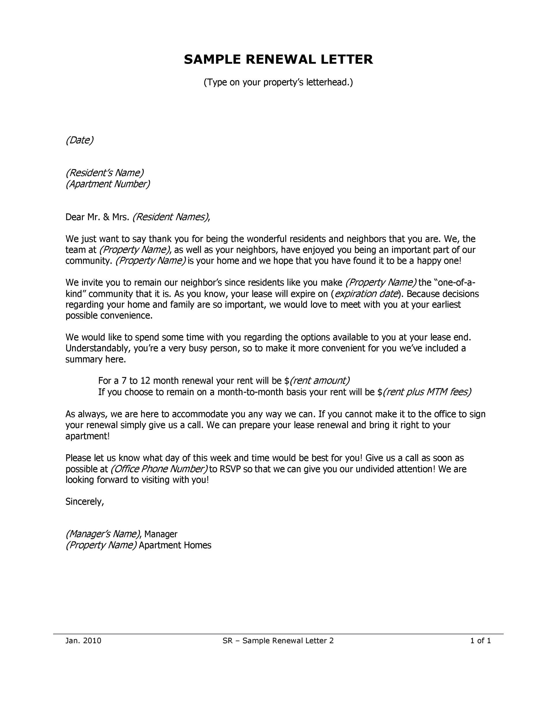36 Best Lease Renewal Letters Forms Word PDF 