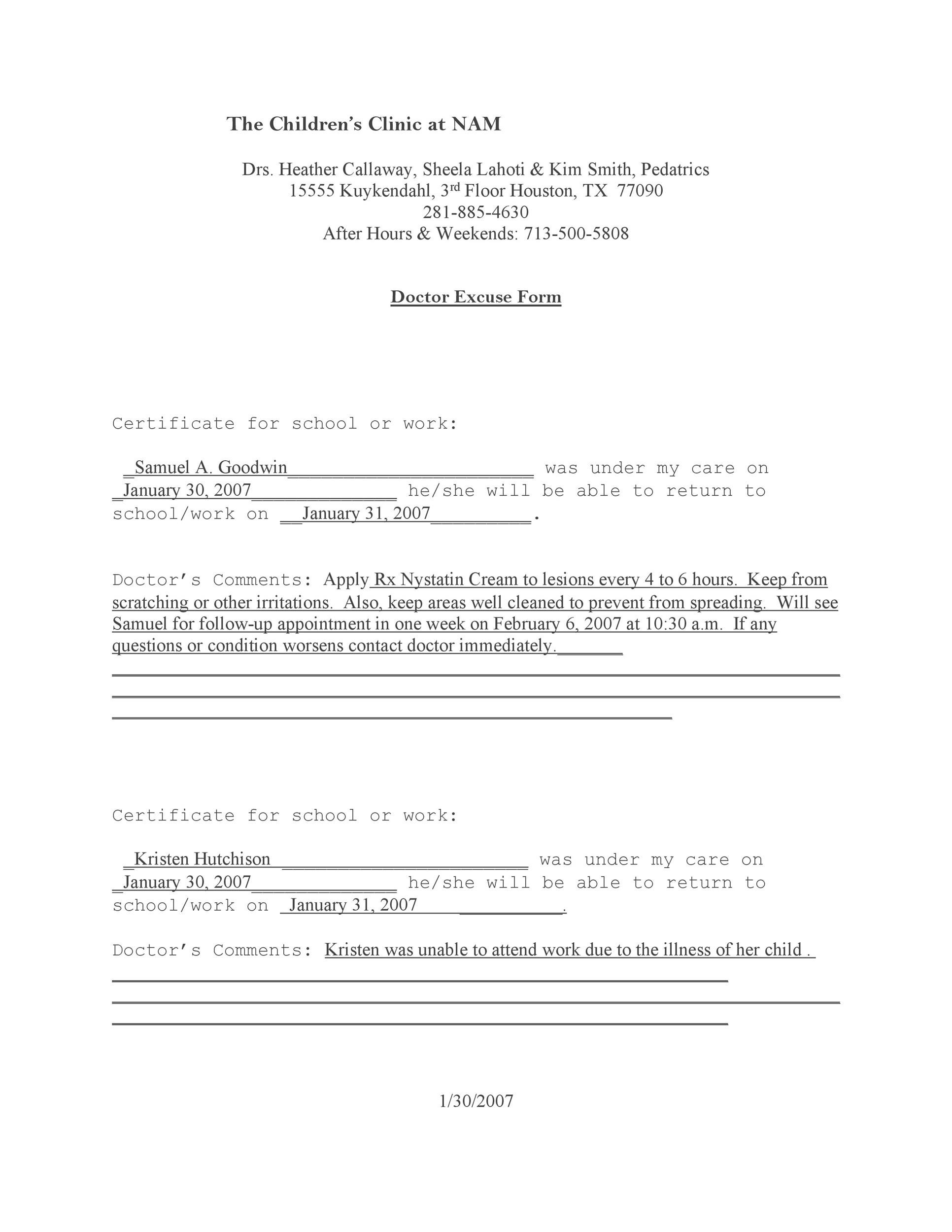 36 Free Doctor Note Templates for Work Or School 