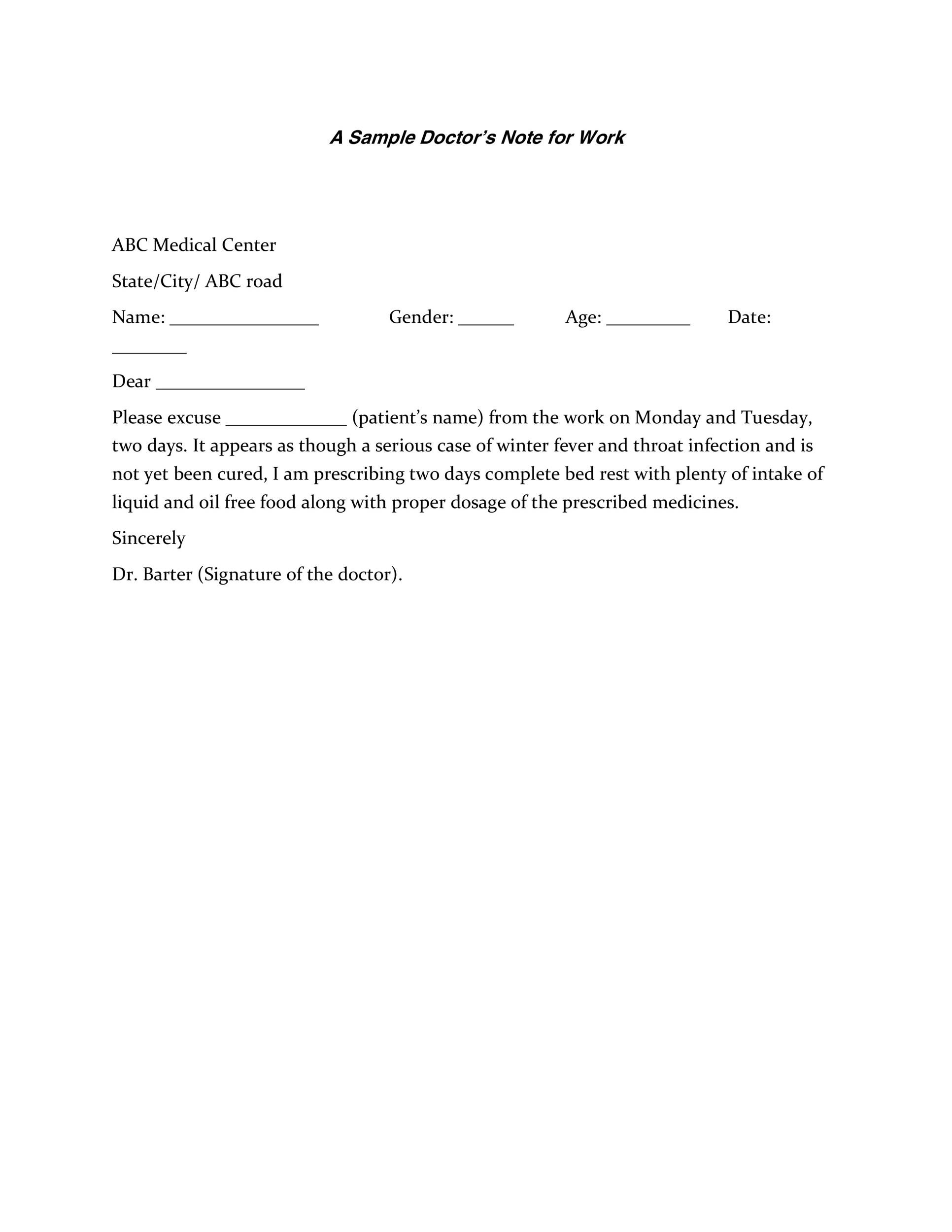 36 Free Doctor Note Templates for Work Or School 