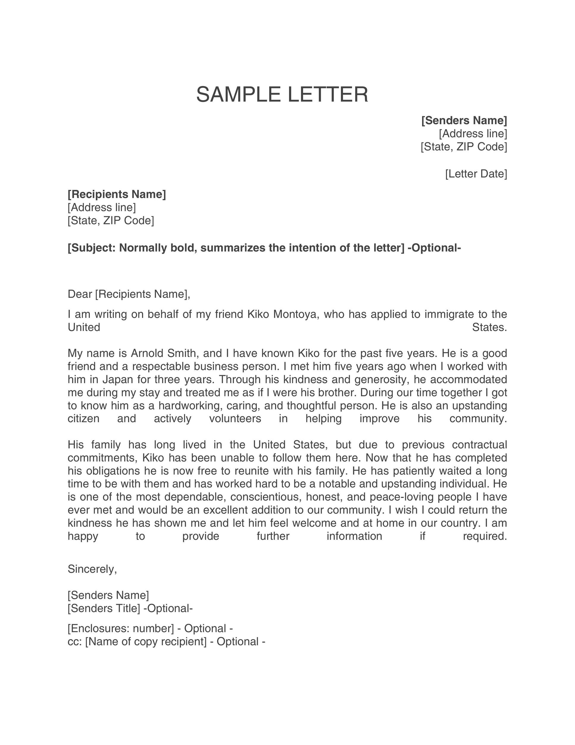 36 Free Immigration Letters Character Reference Letters For Immigration 