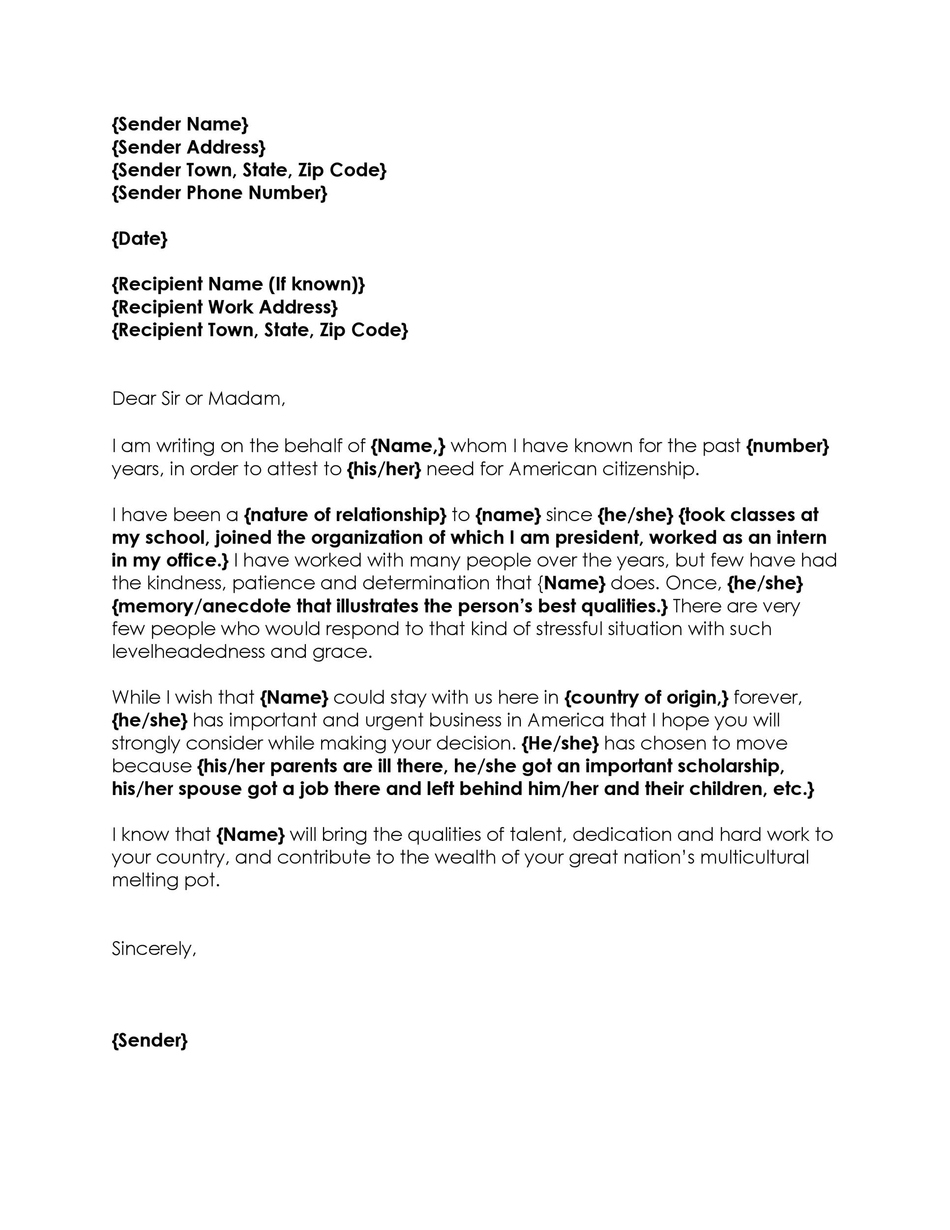 36 Free Immigration Letters Character Reference Letters For Immigration 