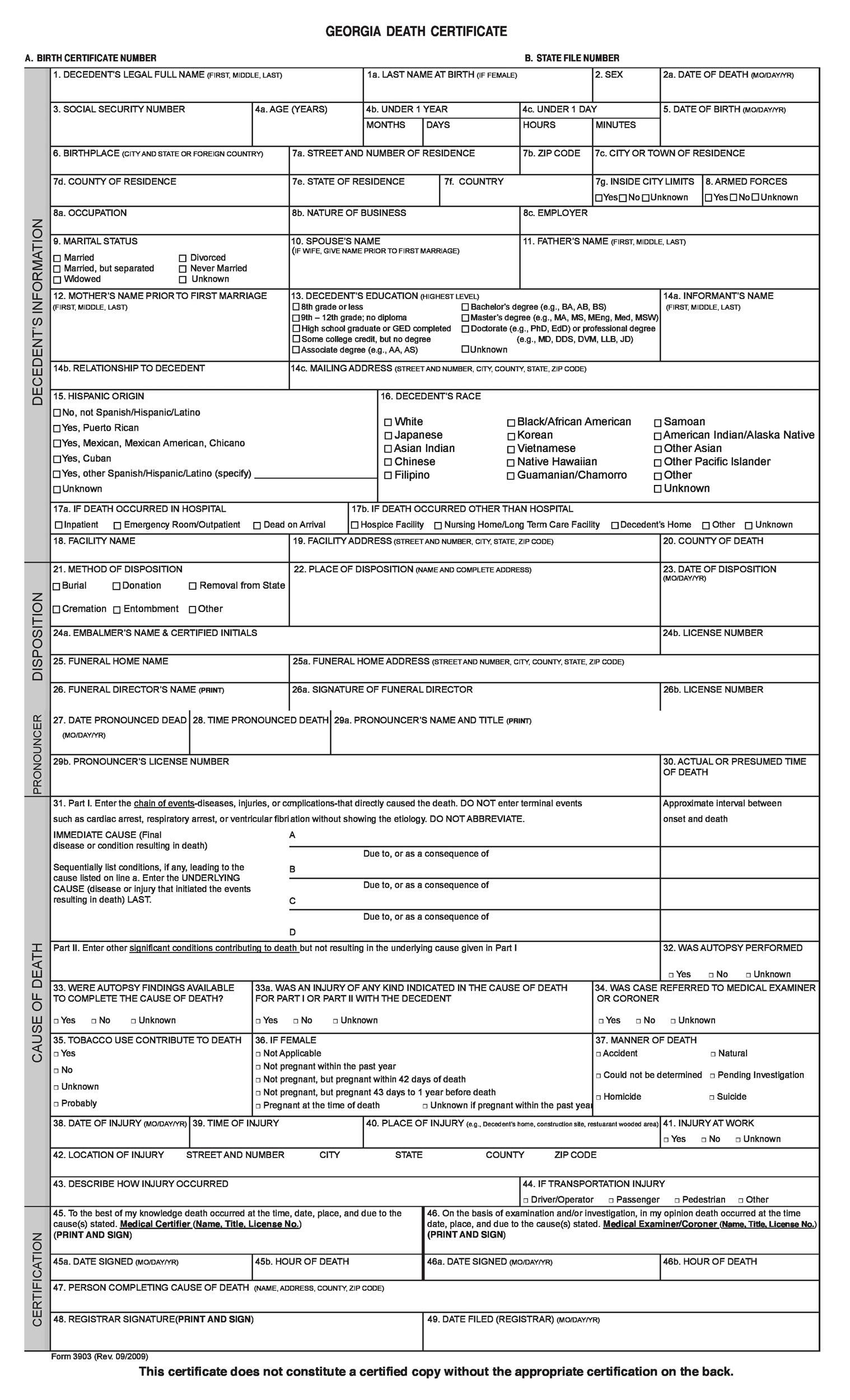 37 Blank Death Certificate Templates 100 FREE TemplateLab