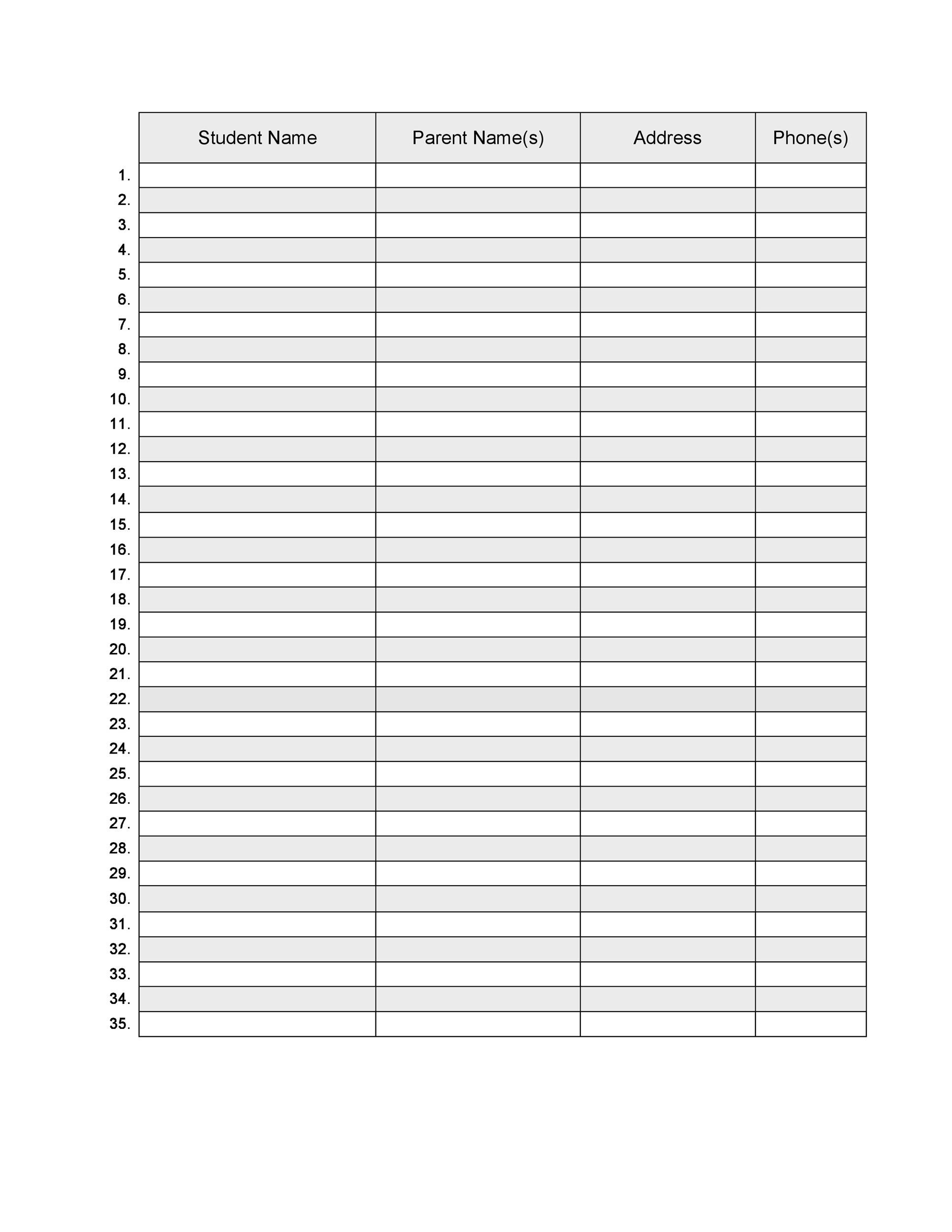 Class Roster Template Google Sheets Free