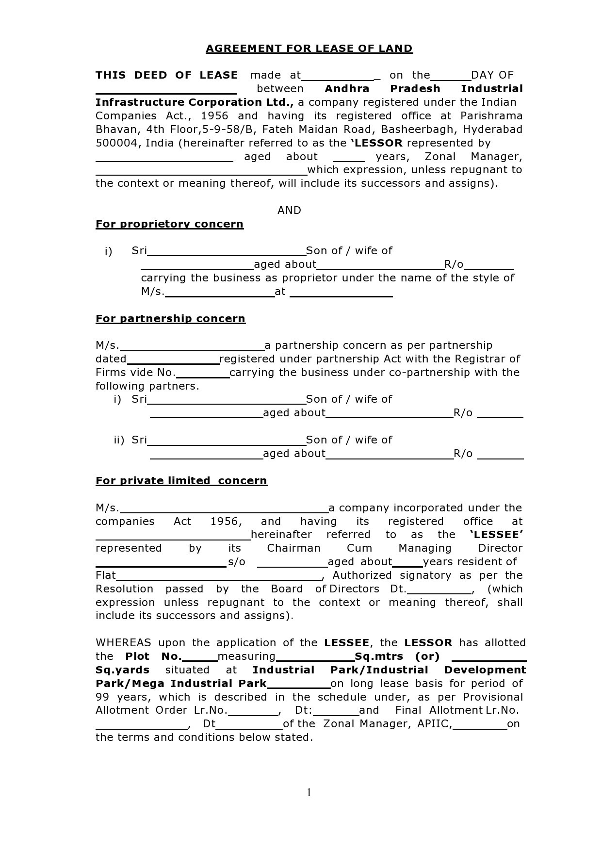 Land Lease Agreement Format Pdf