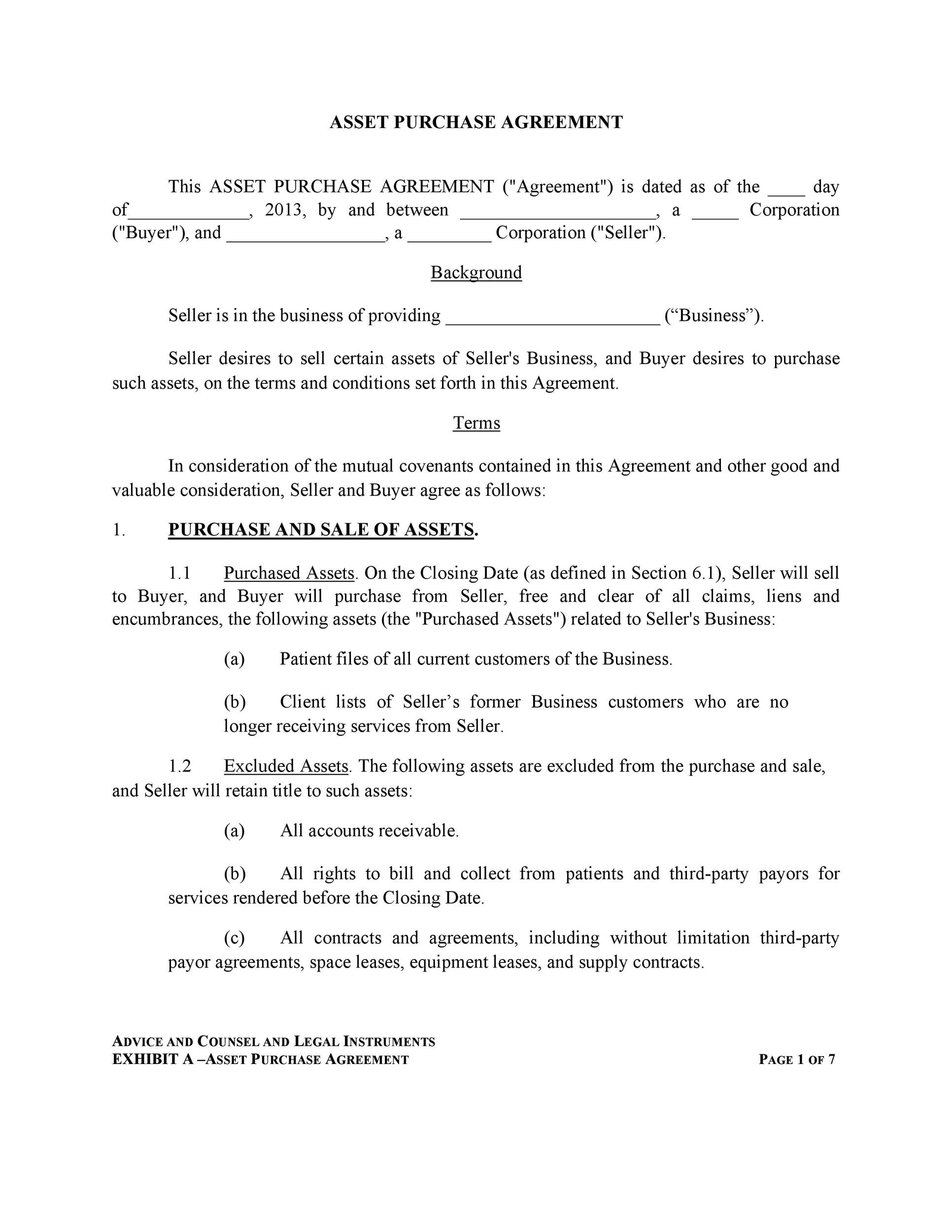 Free Sample Contract For Sale Of Business