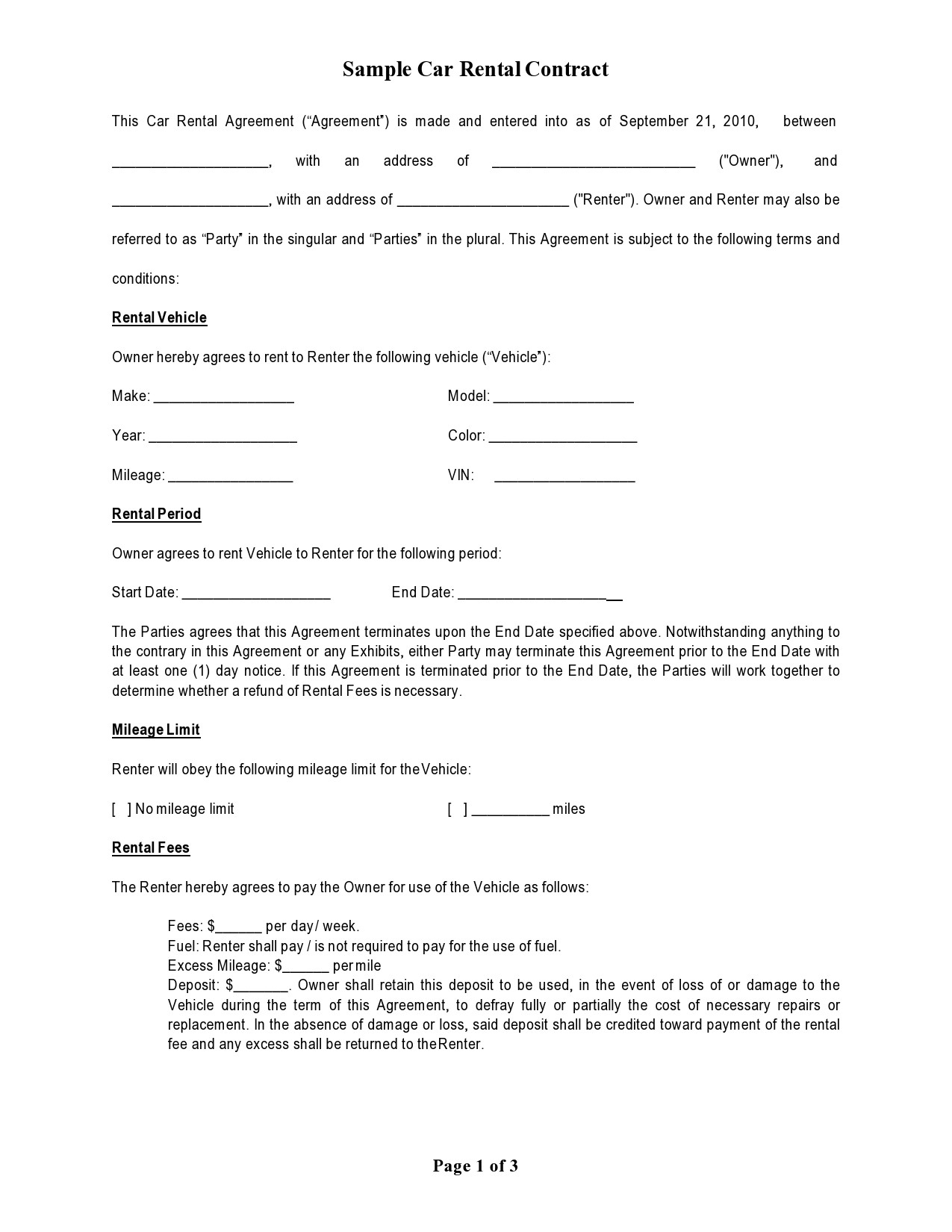 Car Rental Agreement Between Friends