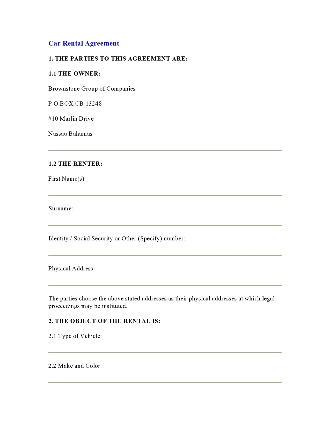 38 Free Car Rental Agreements Forms TemplateLab