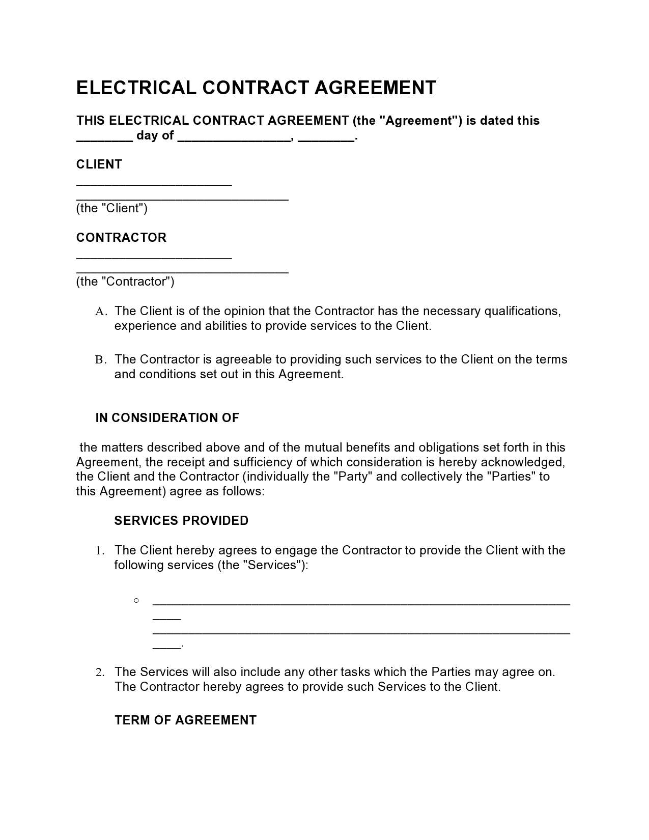 38 Free Electrical Contract Templates Agreement Examples TemplateLab
