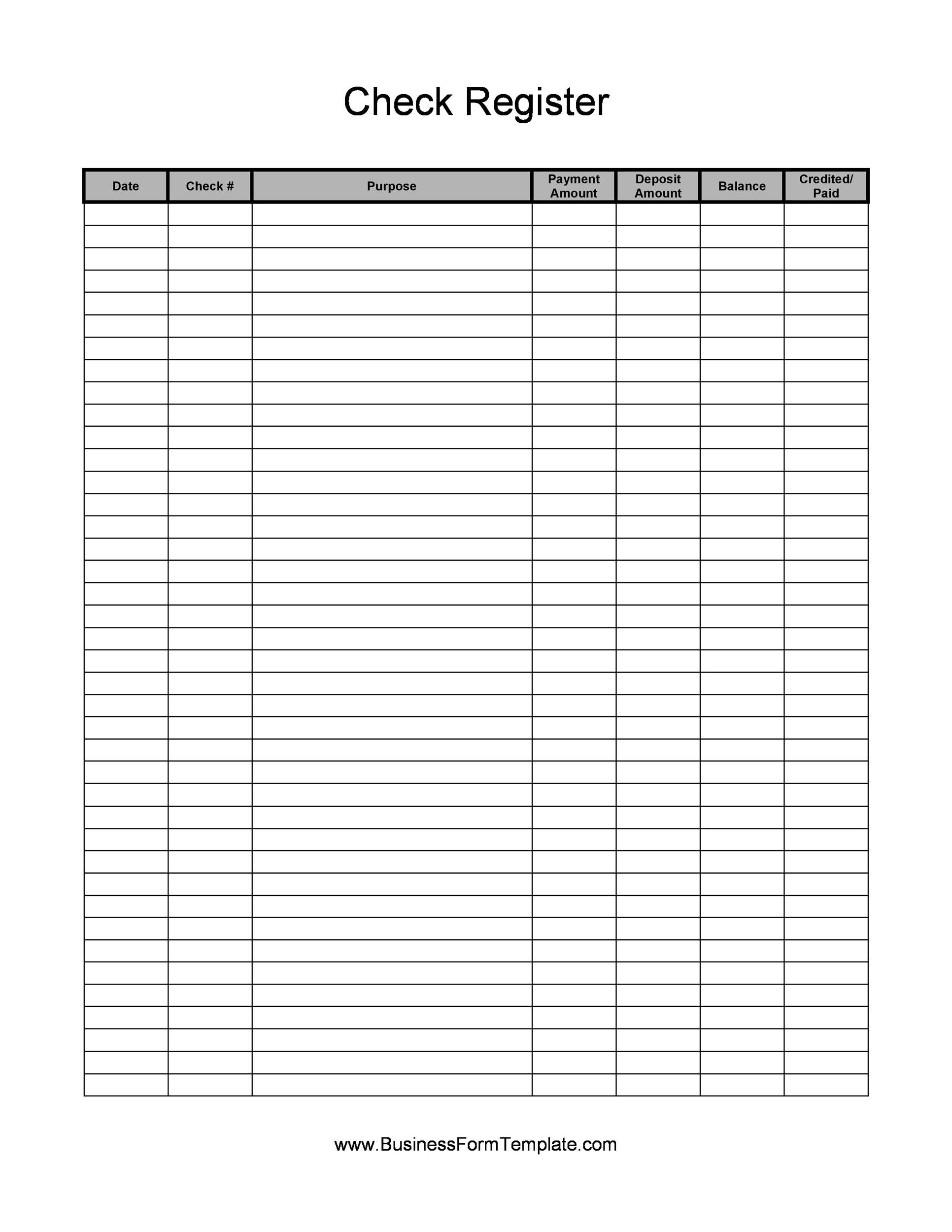 Downloadable Free Checkbook Register Pdf