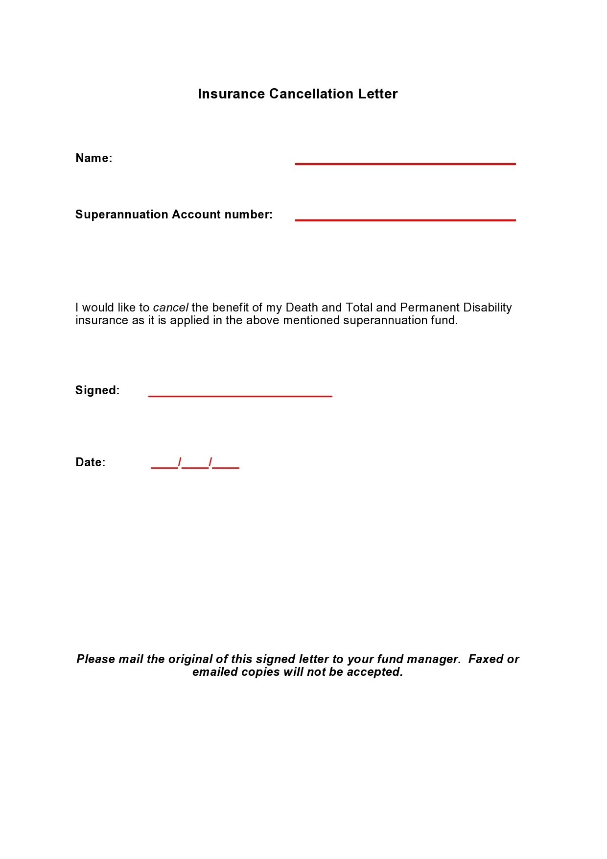 Letter Of Cancellation Of Car Insurance