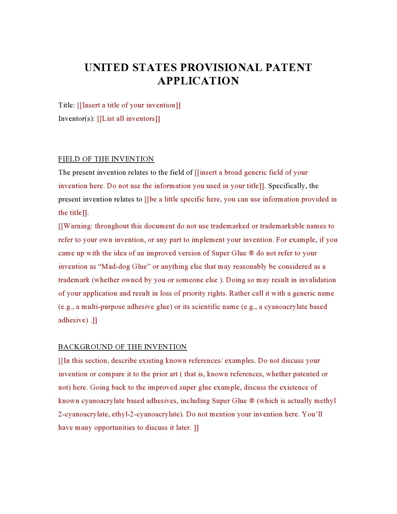 39 Provisional Patent Application Templates Free TemplateLab
