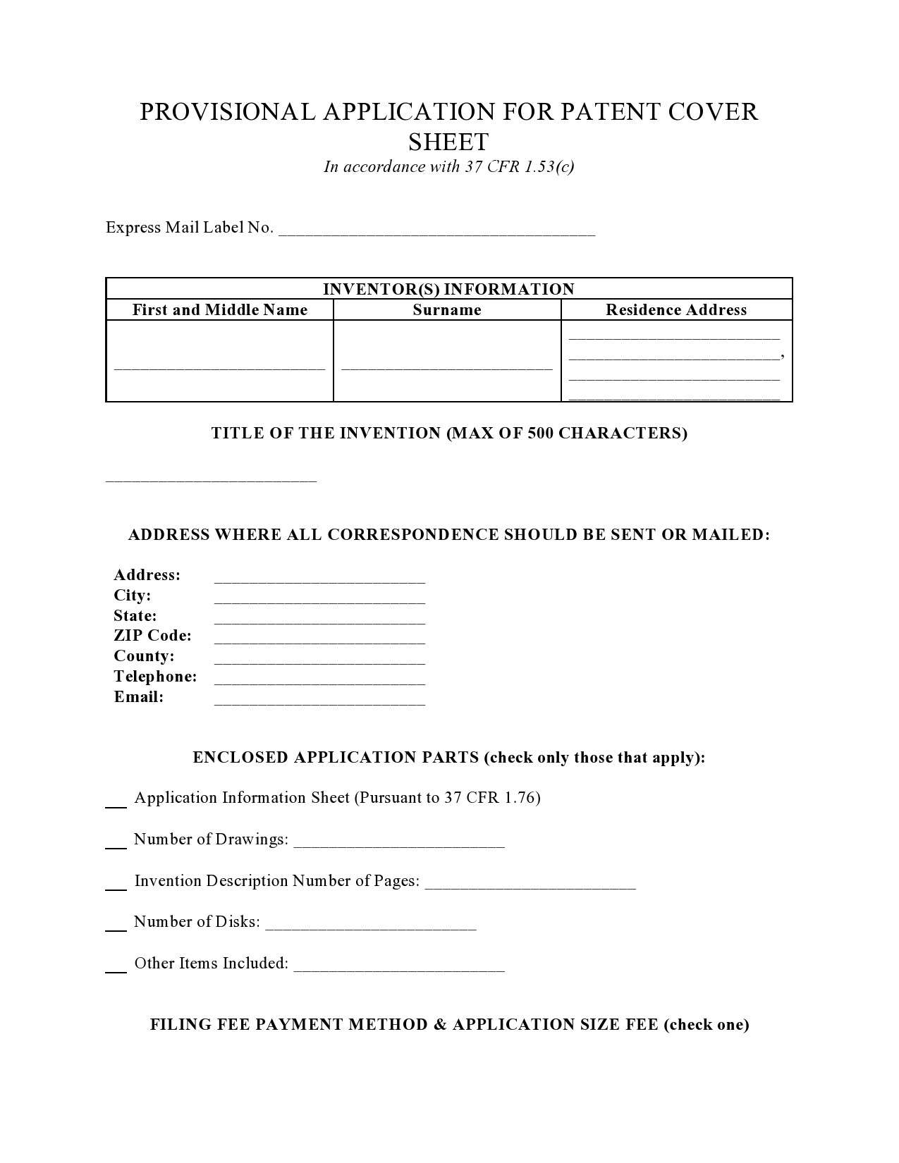 39 Provisional Patent Application Templates Free TemplateLab