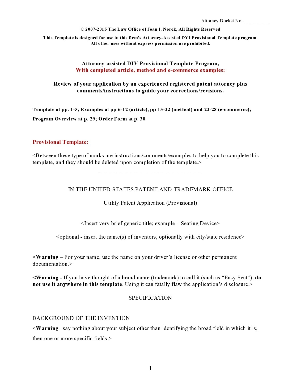 Provisional Patent Application Example Pdf