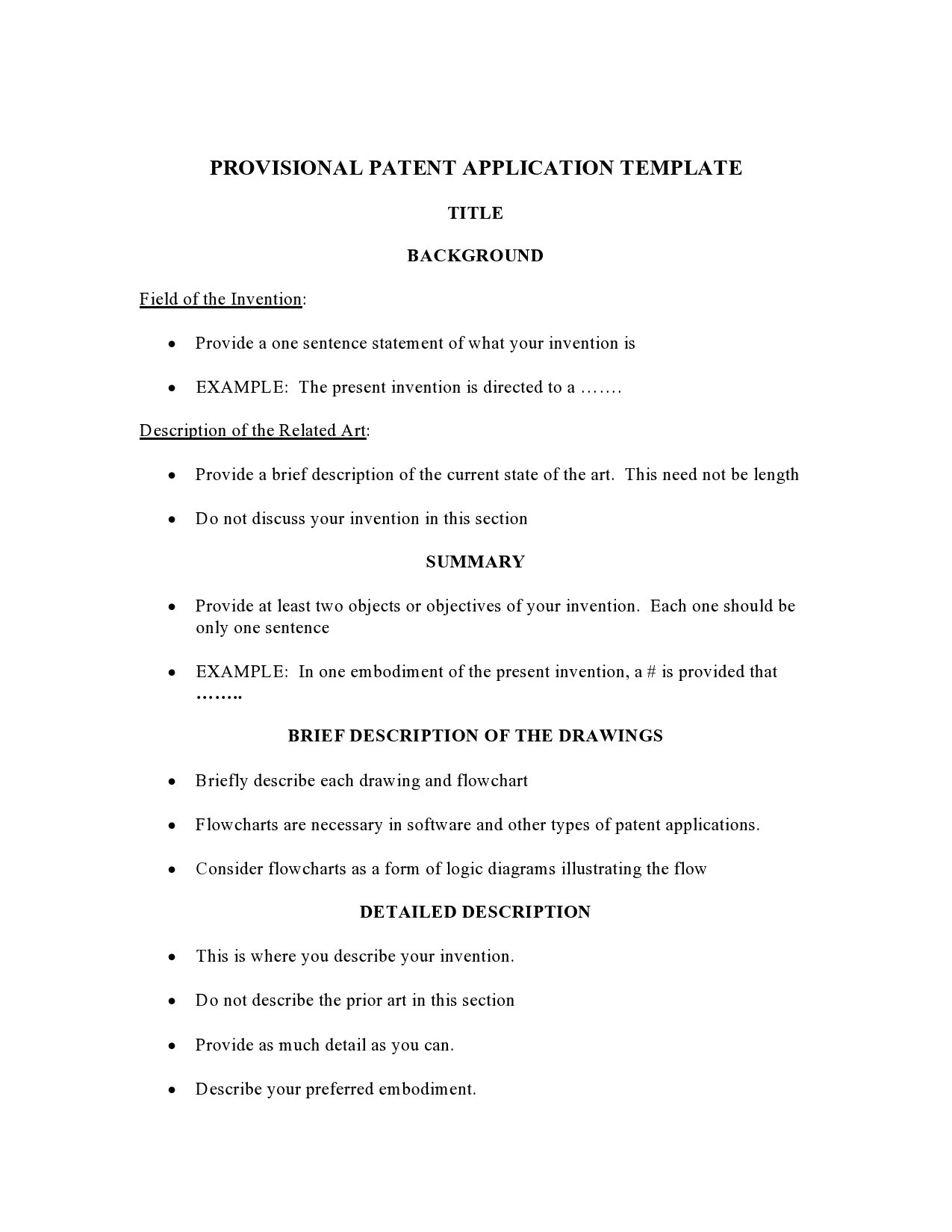 39 Provisional Patent Application Templates Free TemplateLab