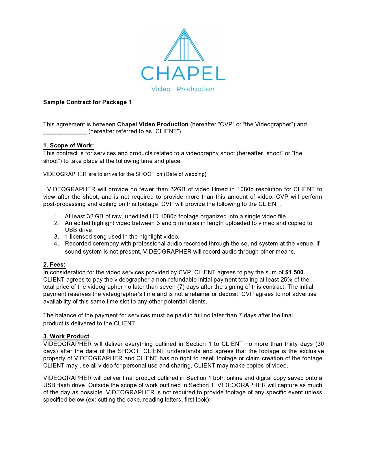 39 Simple Videography Contract Templates FREE TemplateLab