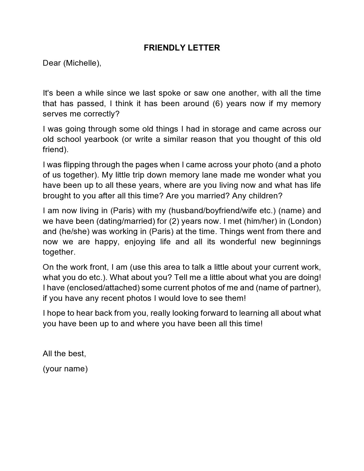 40 Best Friendly Letter Format Examples TemplateLab