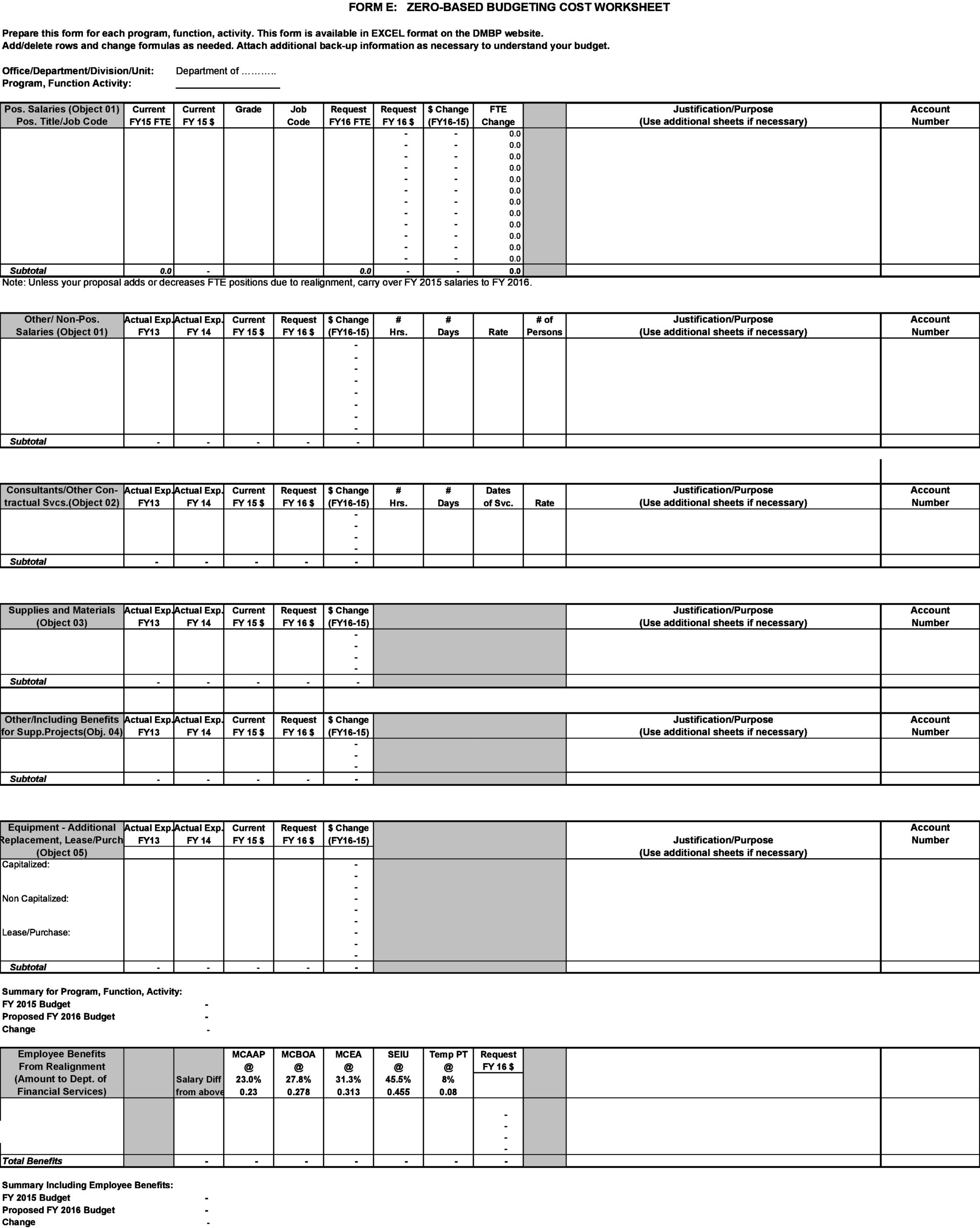 40 Best Zero Based Budget Templates Word Excel 