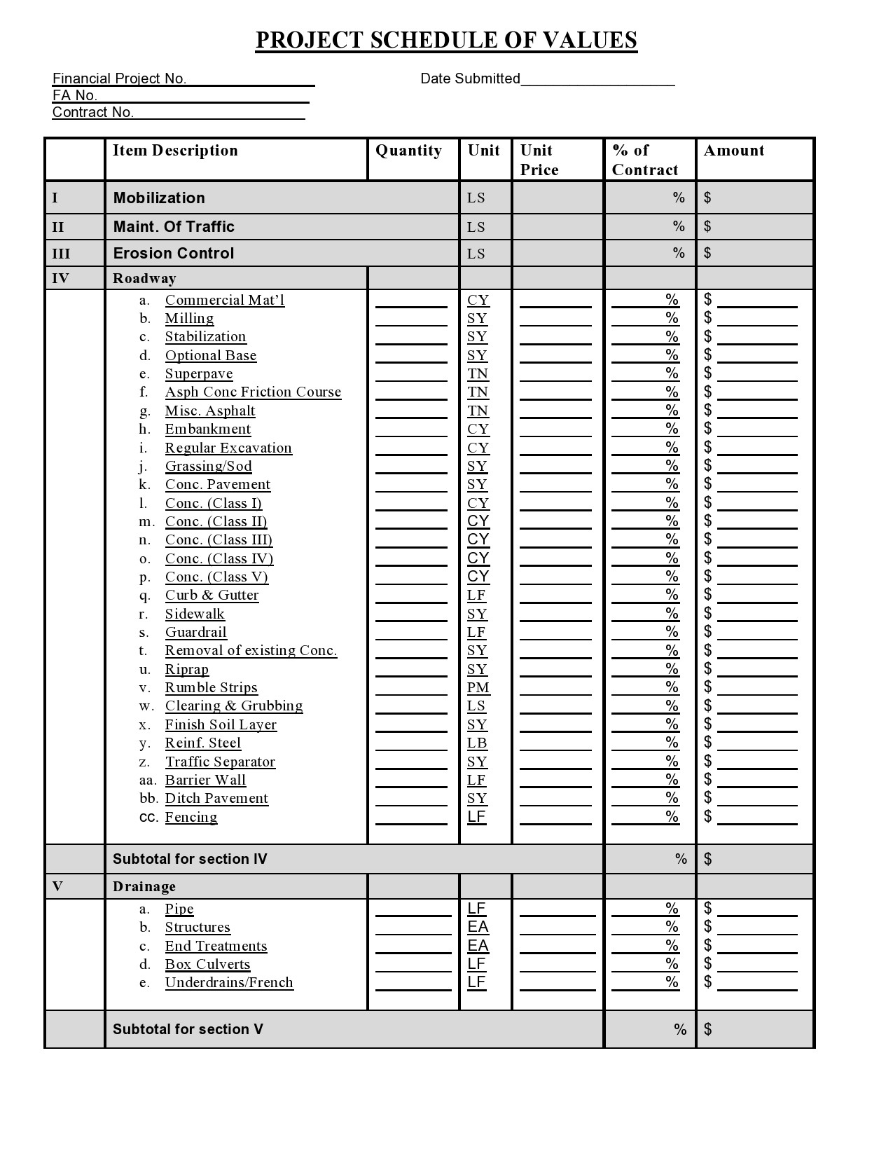 Aia Schedule Of Values Excel