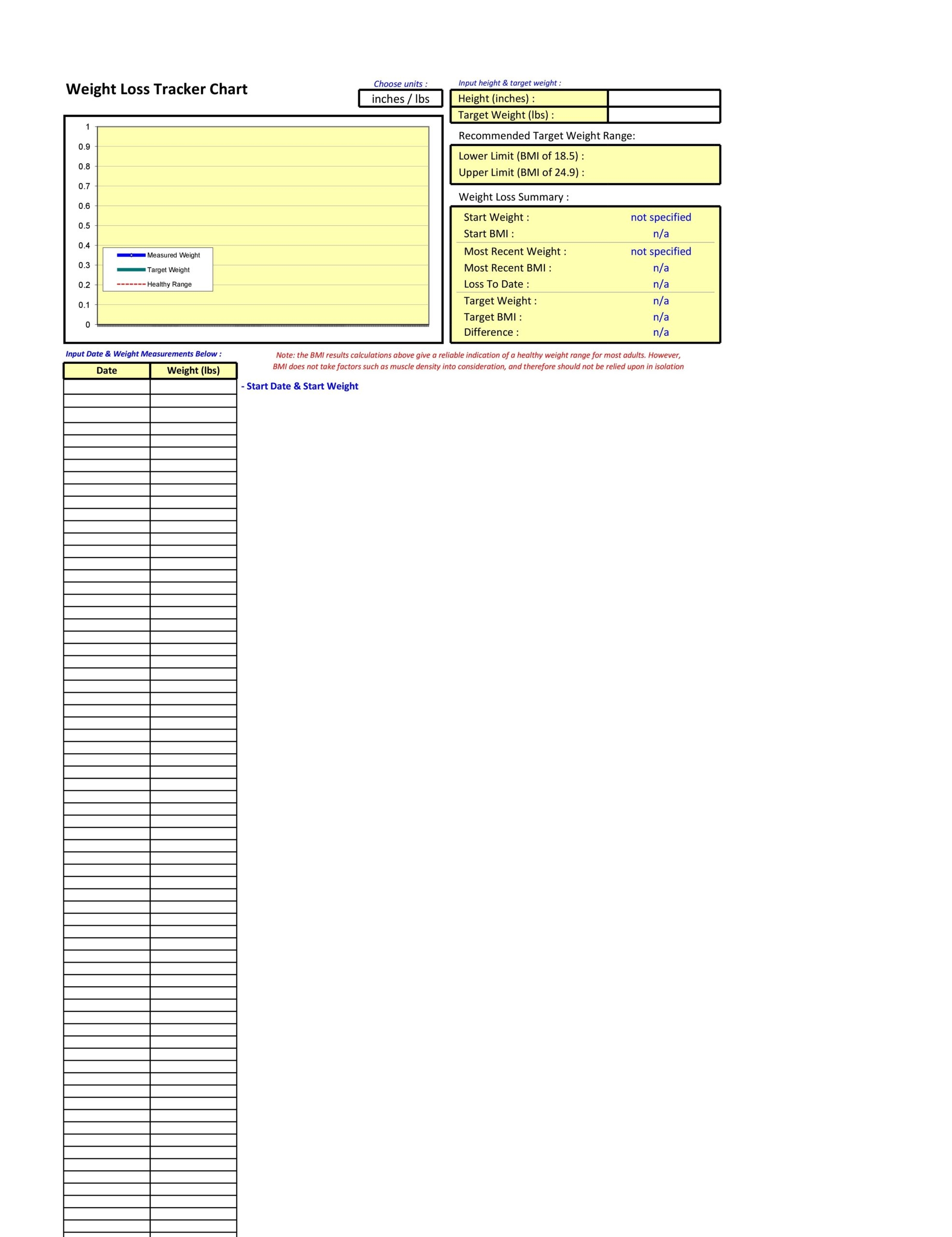 Weight Loss Tracker Excel Template Free