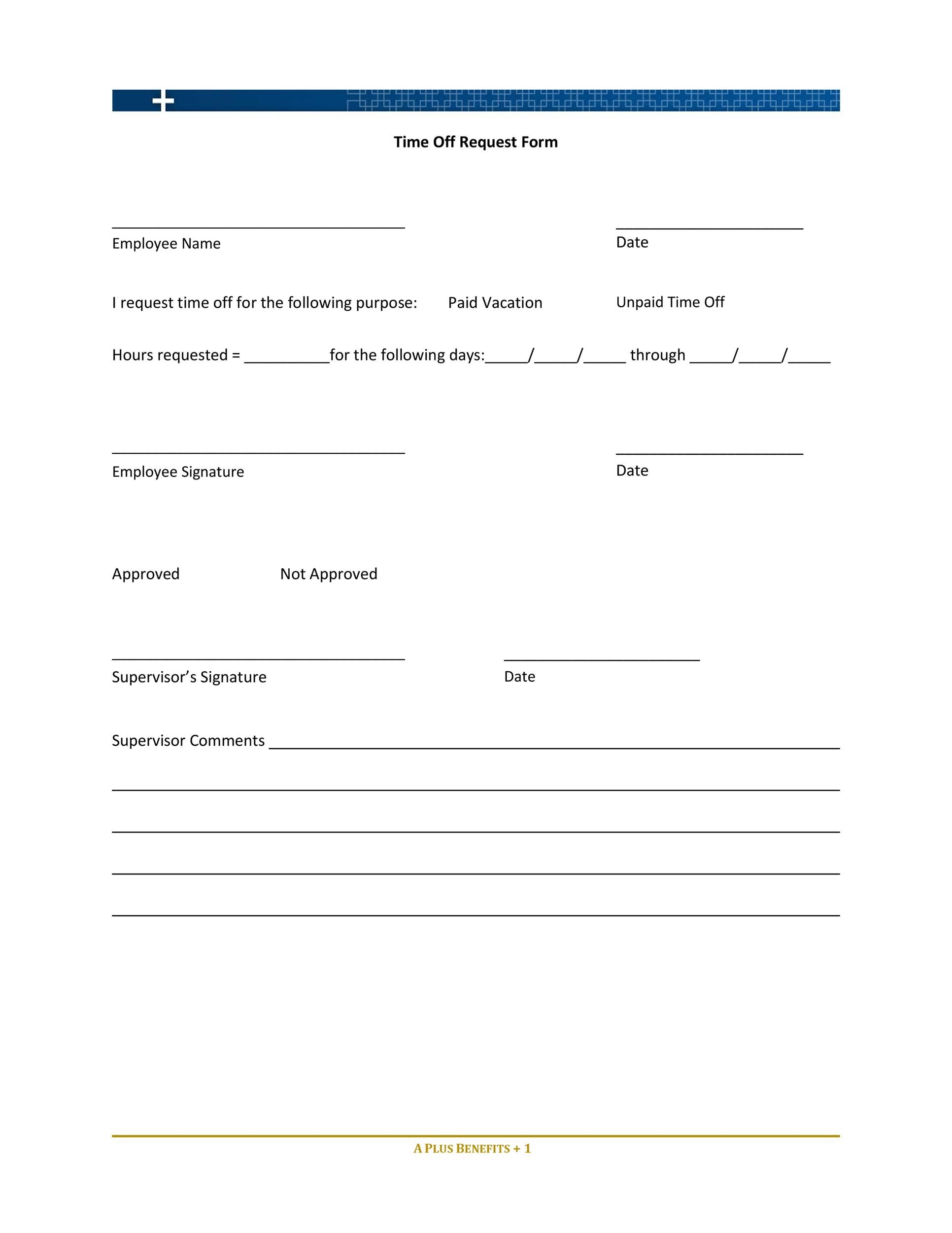 Free Time Off Request Form