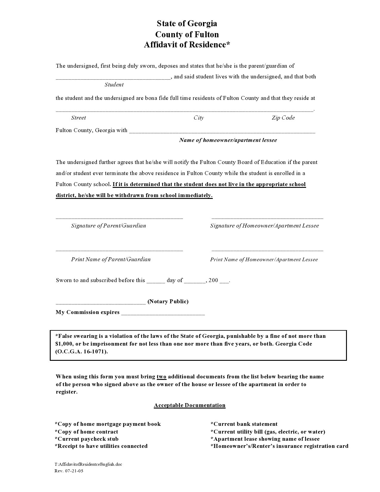 How To Write An Affidavit For Residence