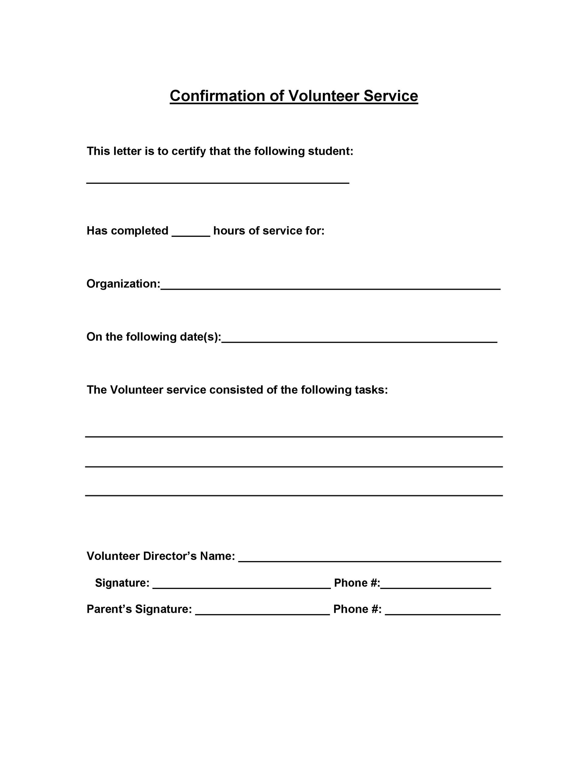 Volunteer Work Community Service Letter