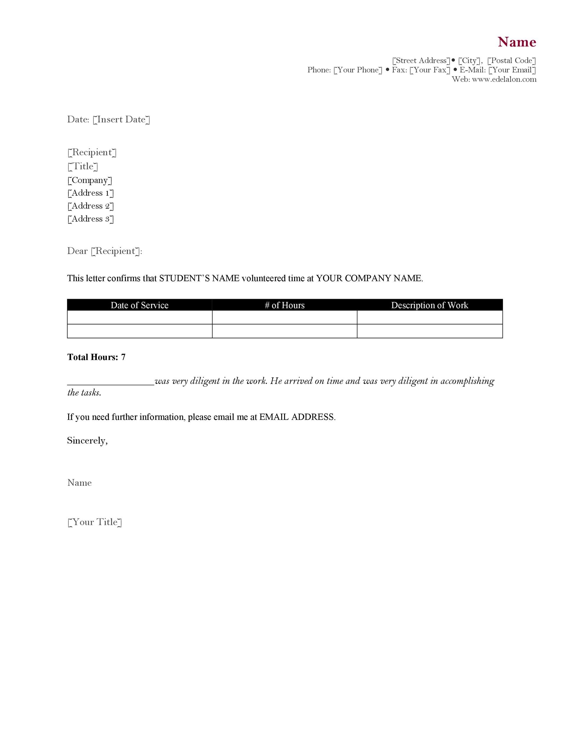 40 Free Community Service Letter Templates Examples 