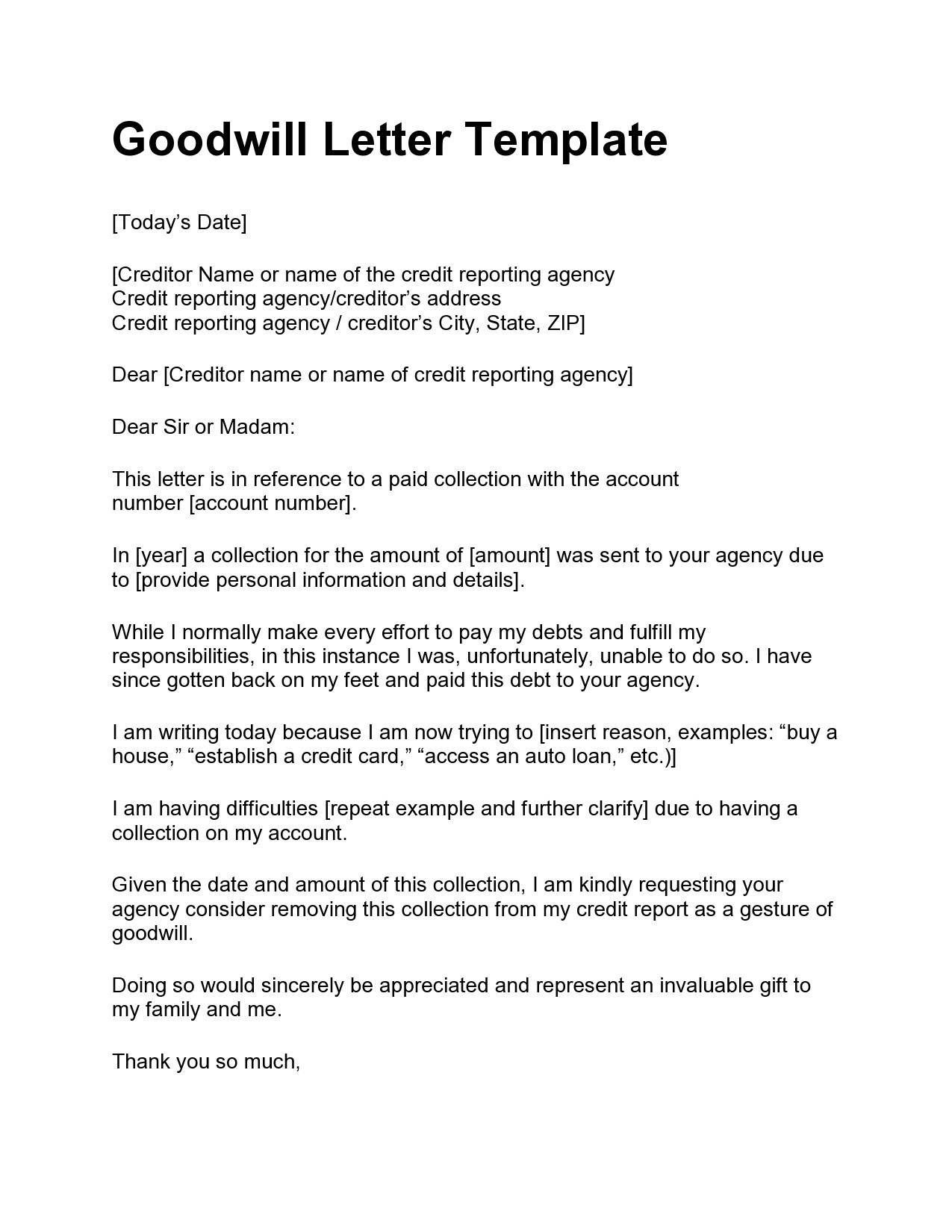 40 Free Goodwill Letter Templates Examples TemplateLab