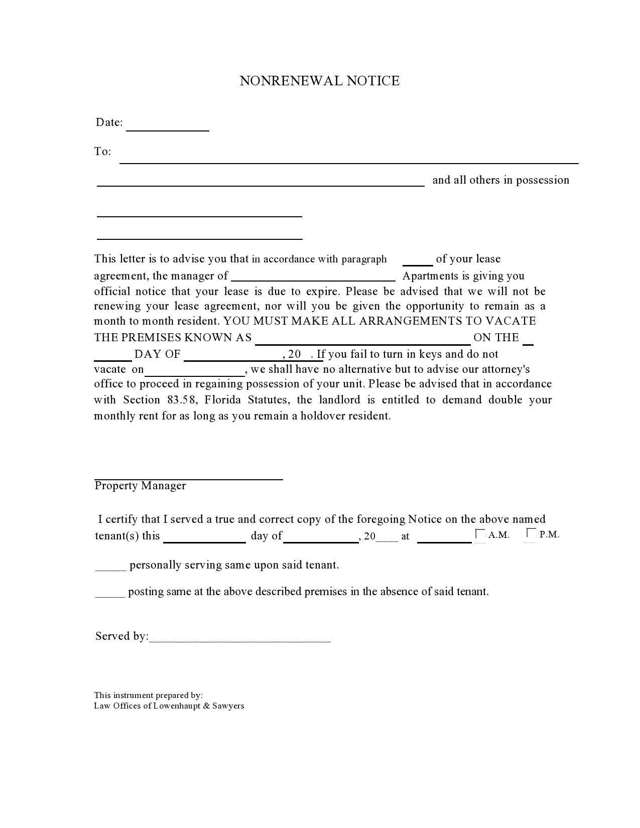 40 Free Not Renewing Lease Letters Samples TemplateLab