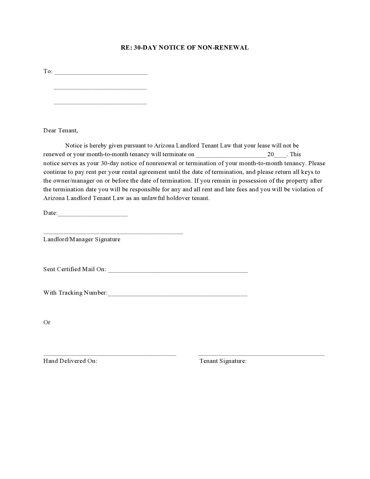 Written Notice To Not Renew Lease