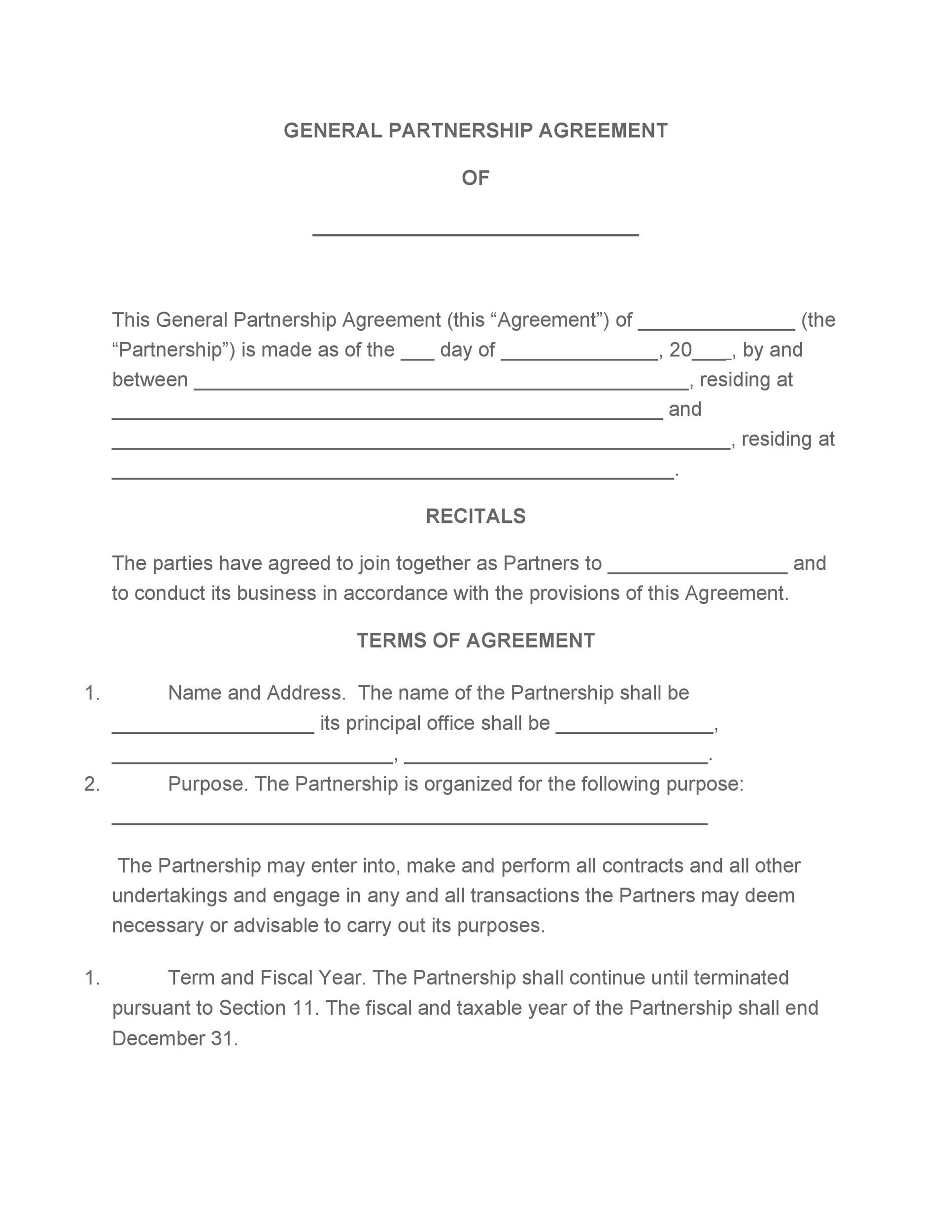 Partnership Agreement Template South Africa Word