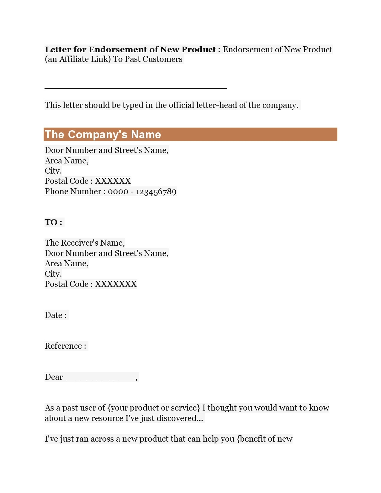 Letters Of Endorsement In Brief