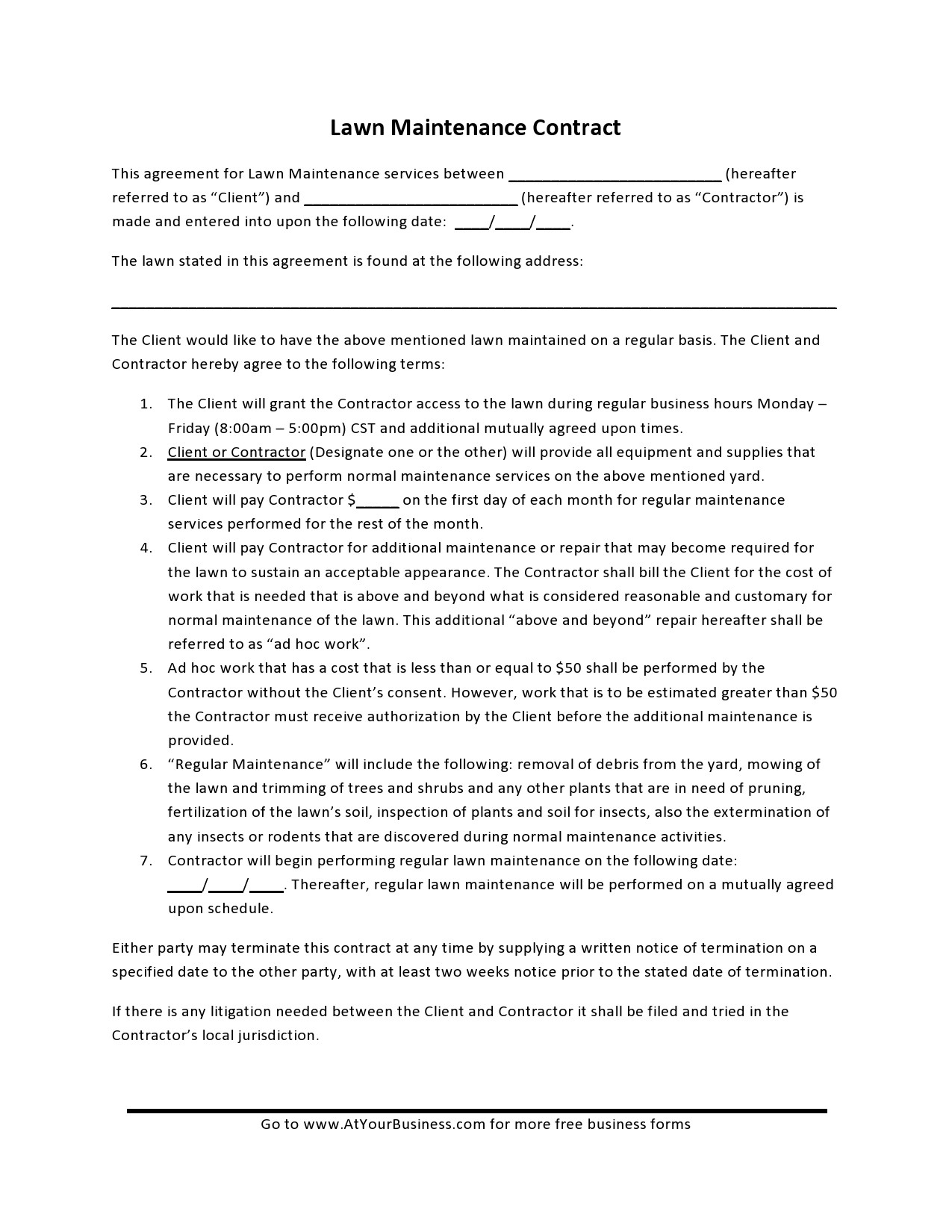 40 Professional Lawn Care Contract Templates FREE 