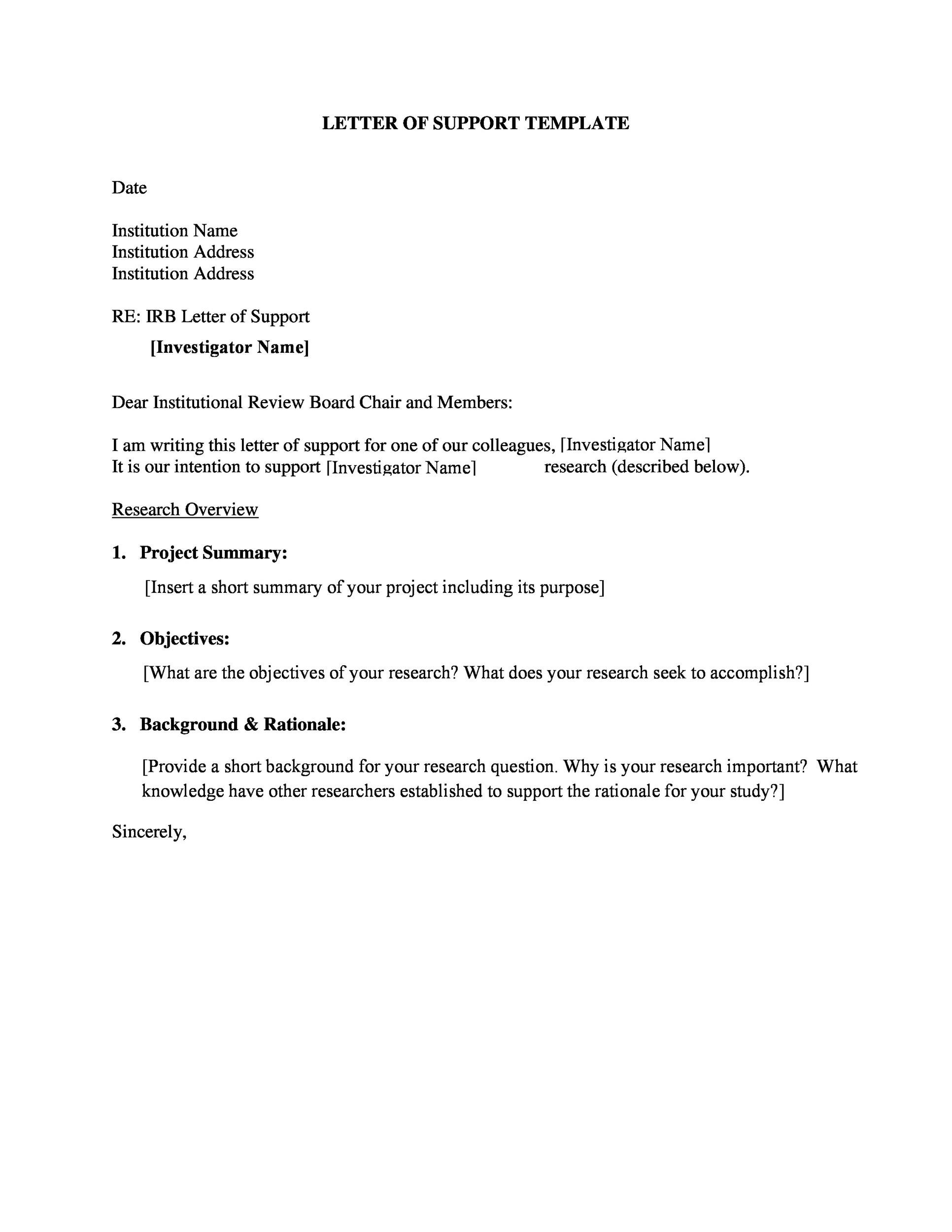 40 Proven Letter Of Support Templates Financial For Grant 