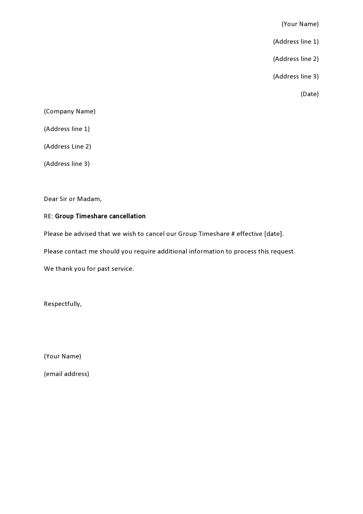 40 Timeshare Cancellation Letter Samples Templates TemplateLab