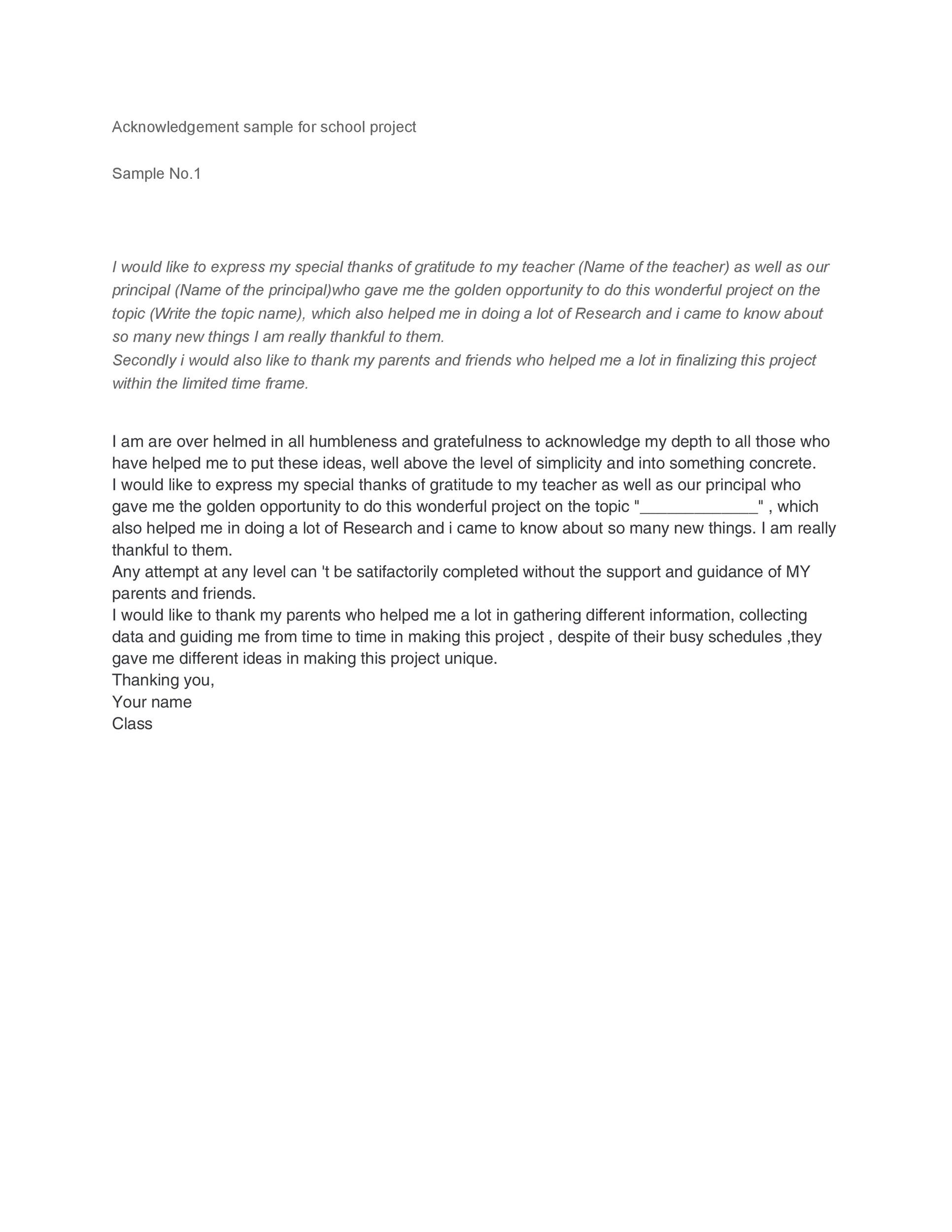 41 Best Acknowledgement Samples Examples TemplateLab