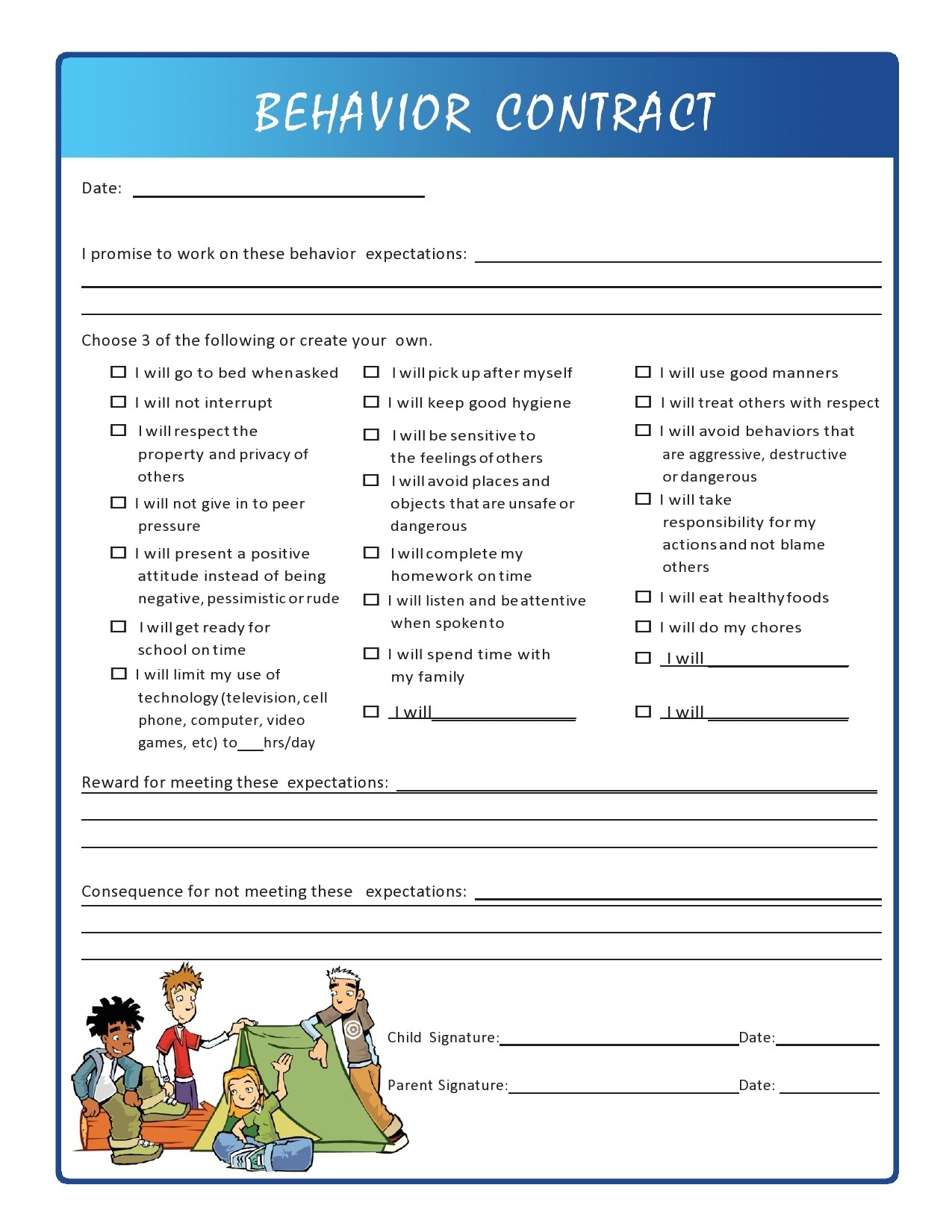 Behavior Contracts For Elementary Students