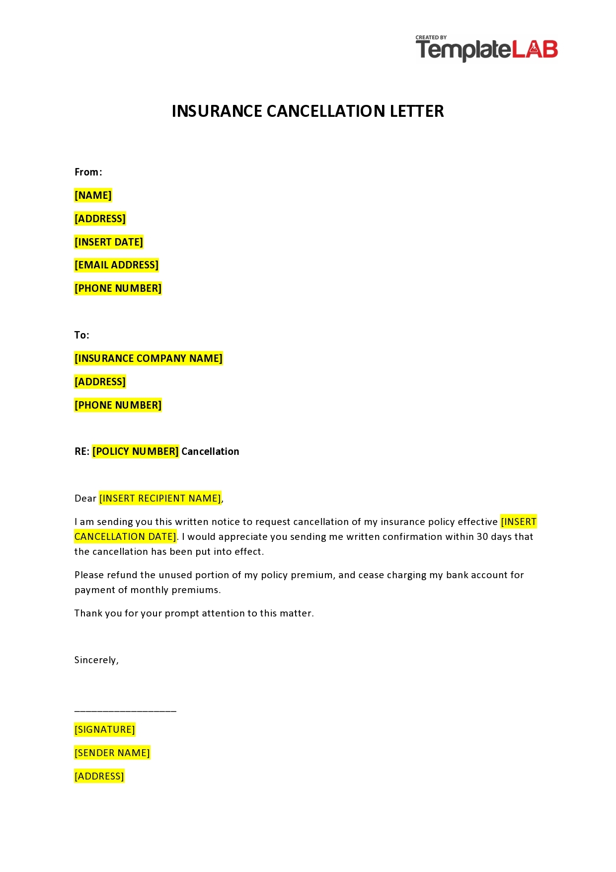 41 Professional Cancellation Letters Gym Insurance Contract MORE 