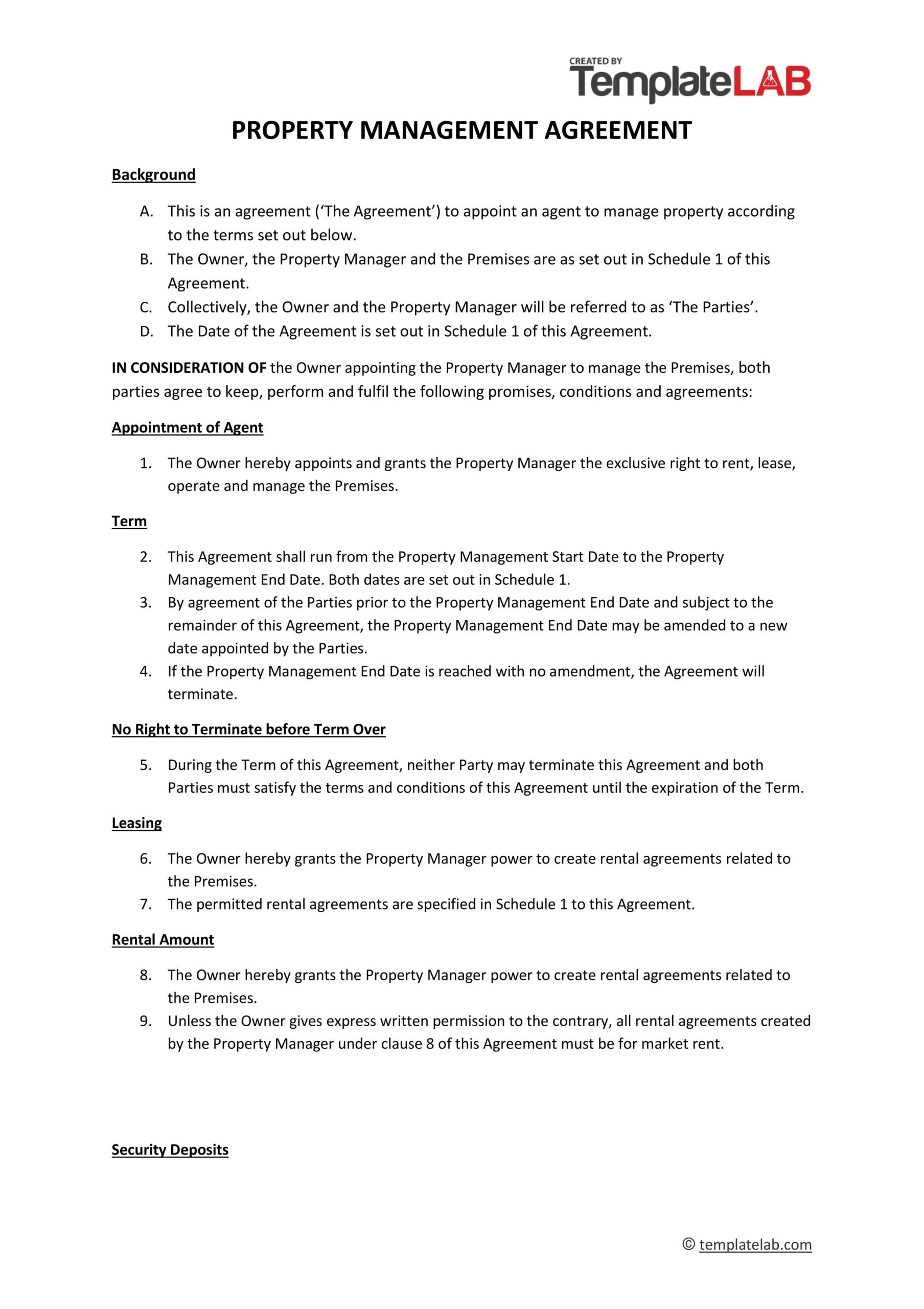 41 Simple Property Management Agreements Word PDF 